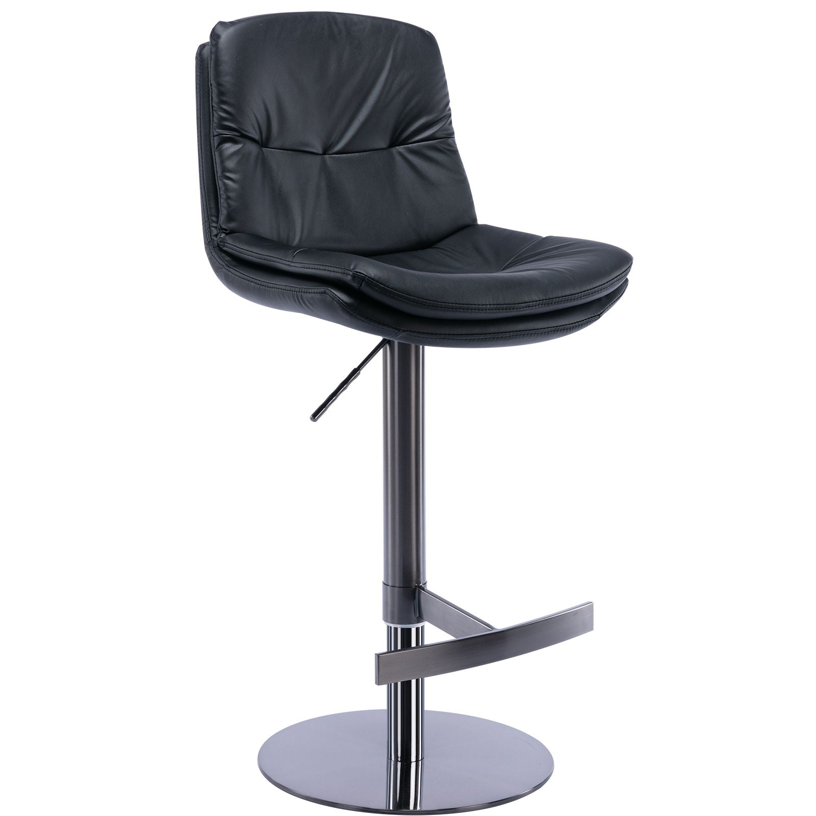 Swivel Bar Stool, Black Titanium Stainless Steel Base And Footrest, Grade, Faux Leather Bar Chair With Backrest - Best Buy Furniture