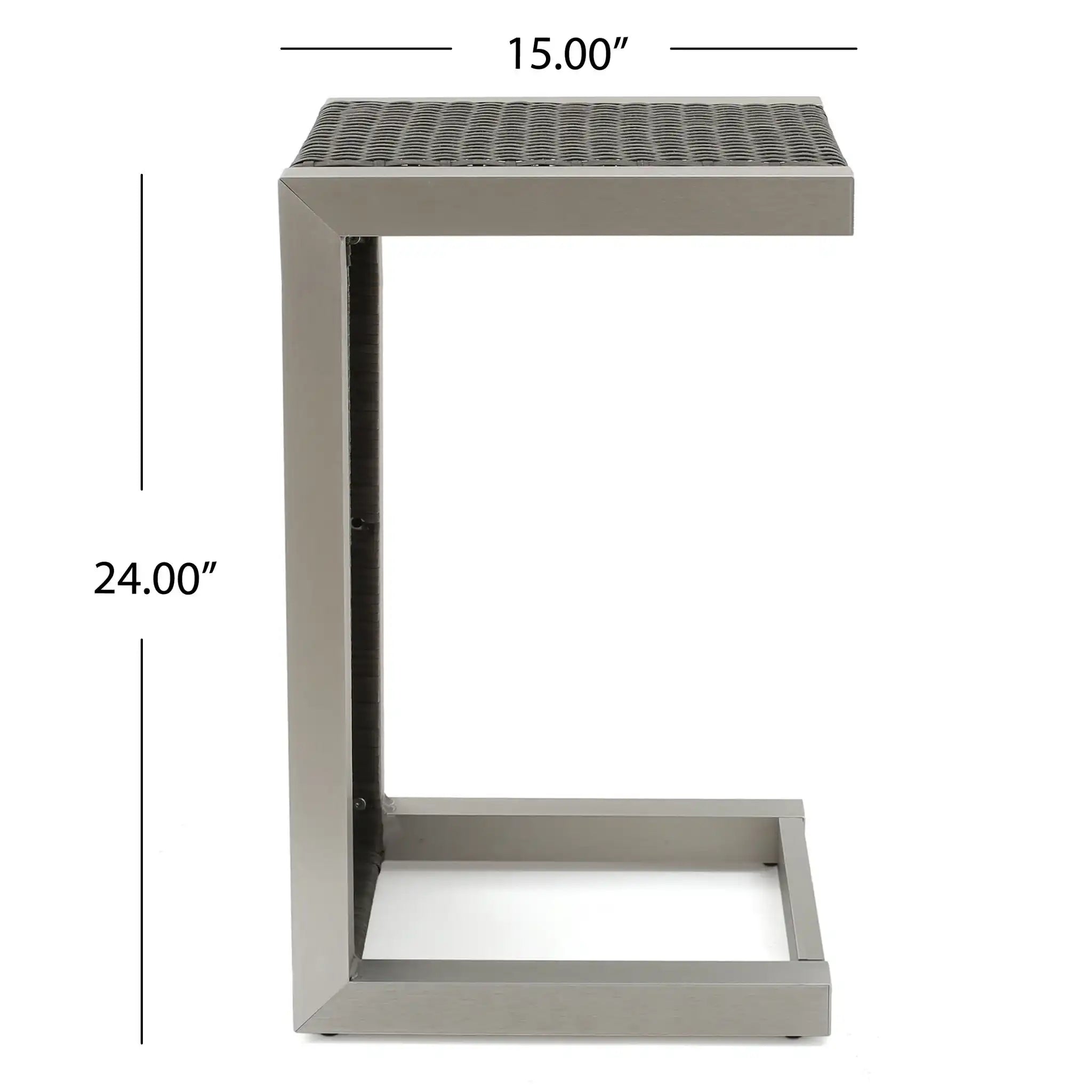 Cape - Coral Wicker C Shaped Table Modern DesignRattan And Aluminum Frame - Brown