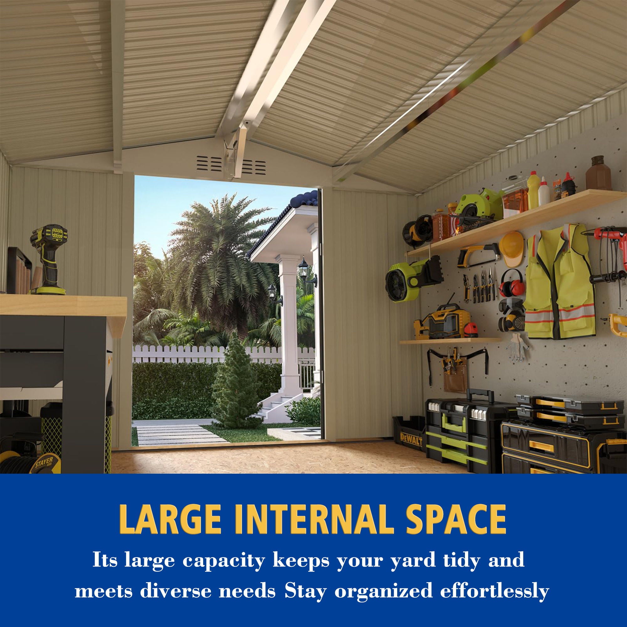 Large Outdoor Storage Shed With Lockable Door, Air Vent