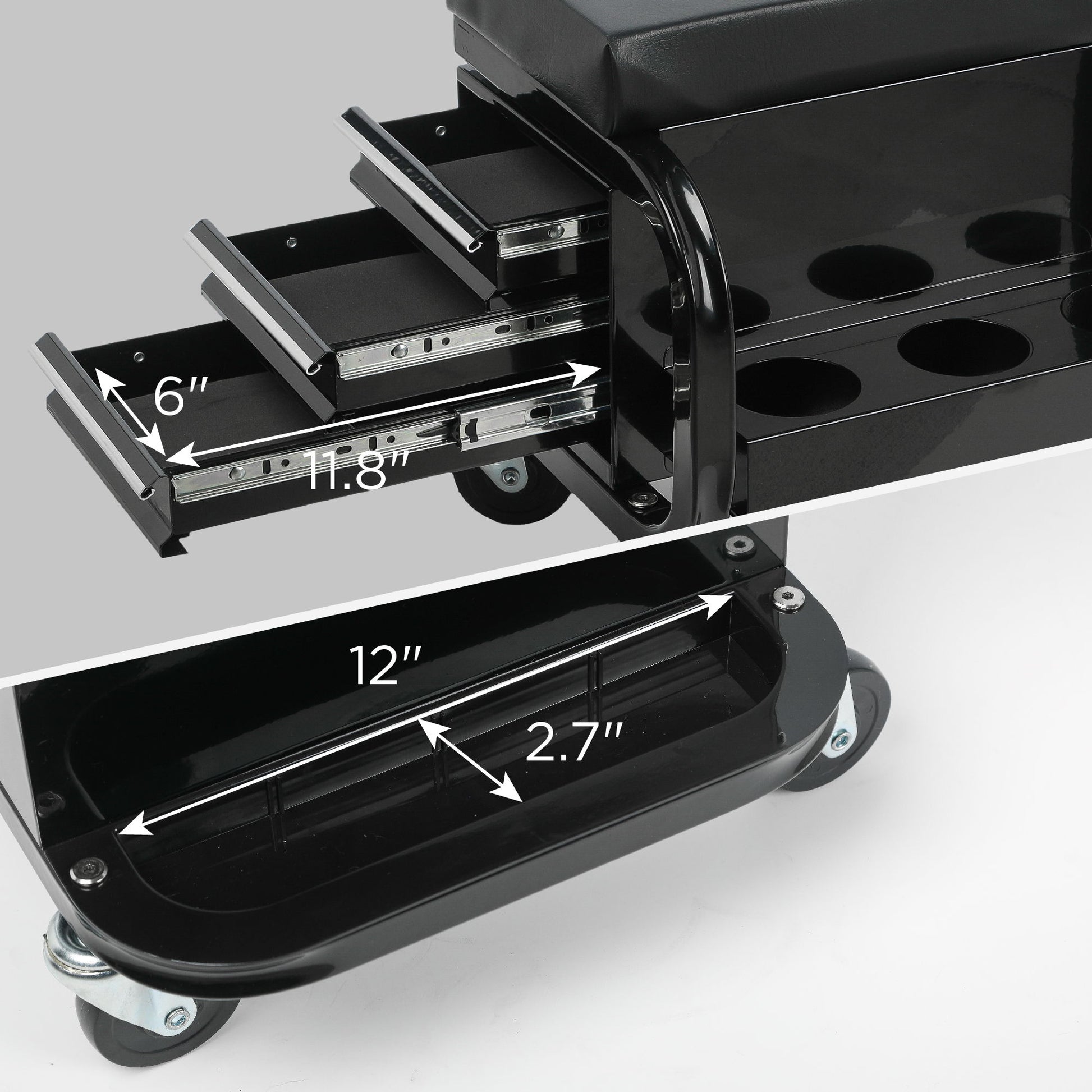 Rolling Creeper Garage Seat With 3 Built In Drawers, Rolling Tool Chest For Shop Or Garage - Black - Best Buy Furniture