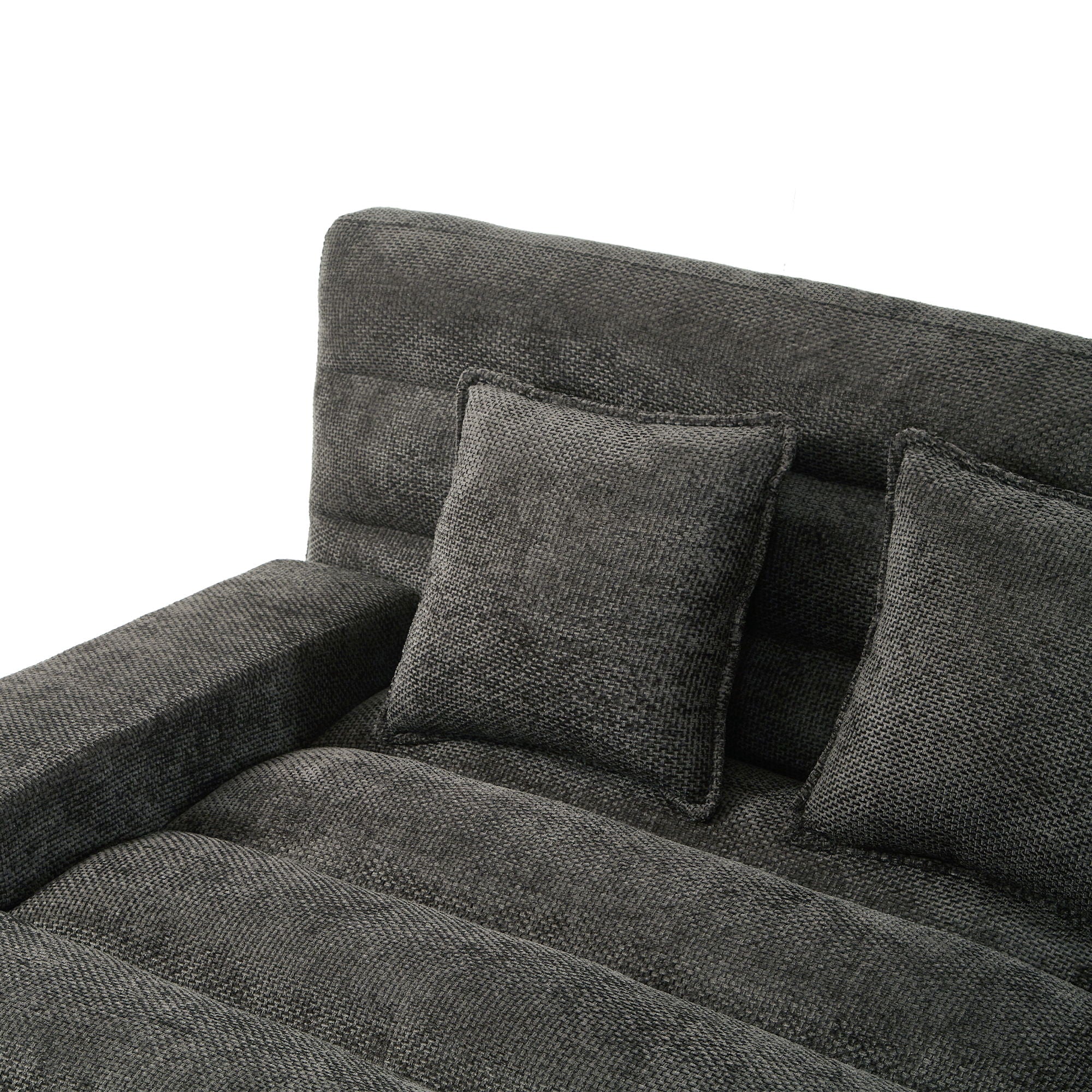 Chaise Bed Lounge Sofa Chair With Adjustable Backrest And LED Light Strip - Gray