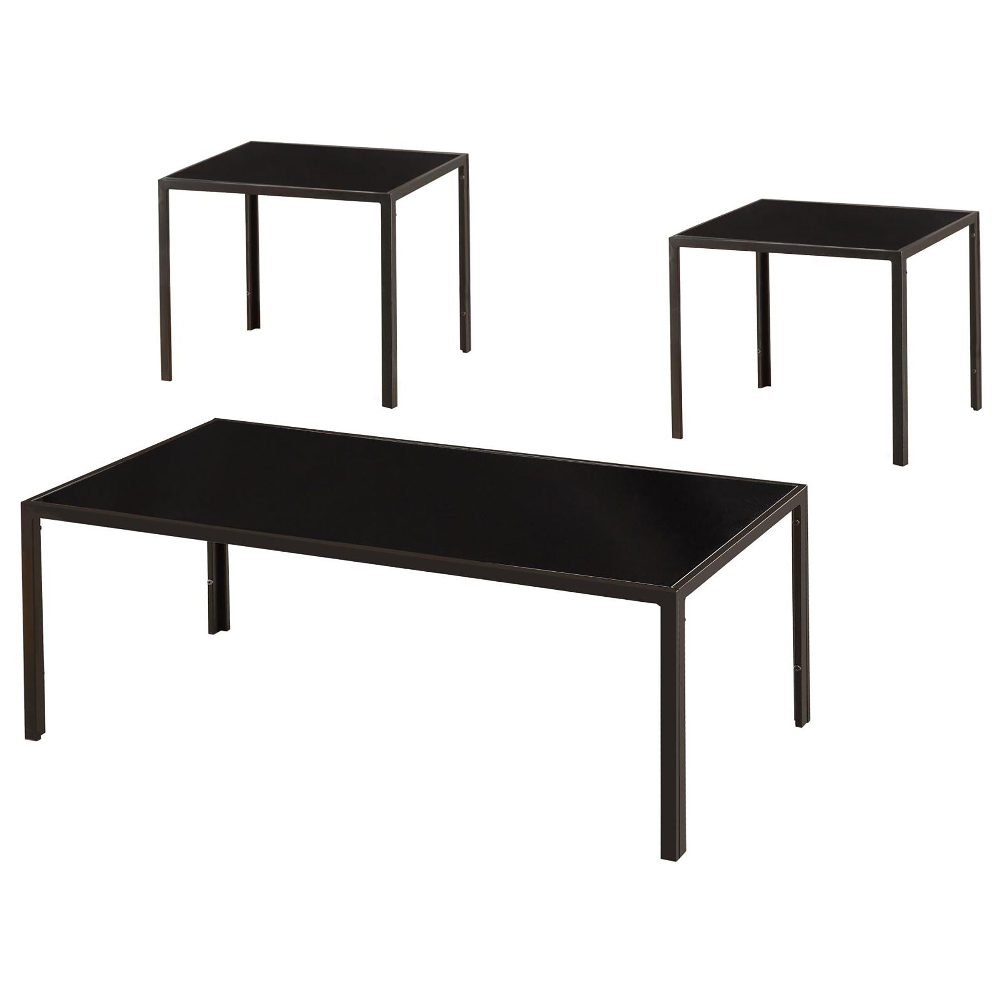3 Piece Occasional Set With Glass Design - Black