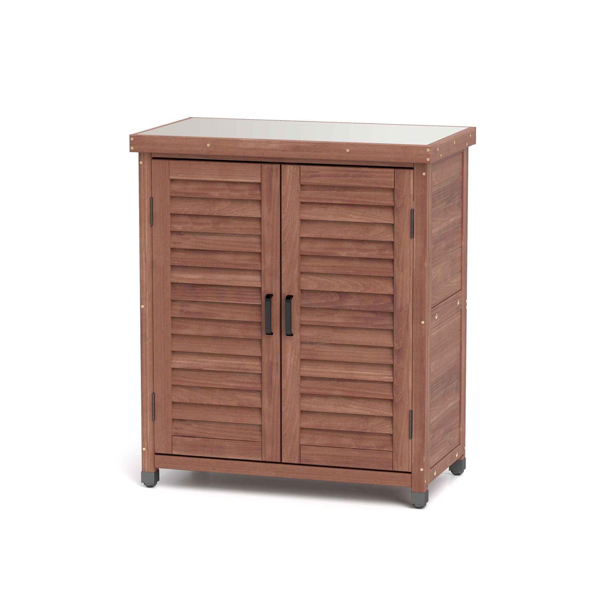 Potting Bench With Storage Cabinet And Metal Table Top For Outdoor - Best Buy Furniture