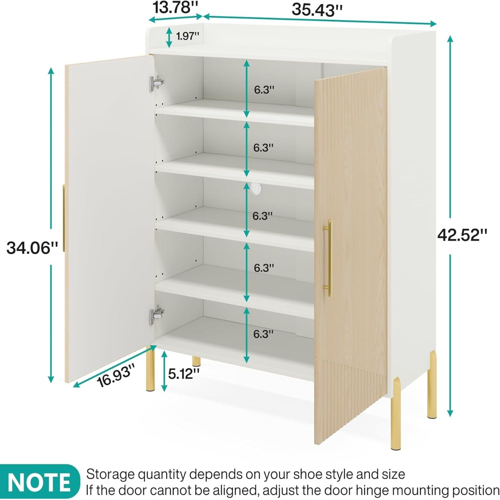 6 Tier Entryway Shoe Cabinet With Doors