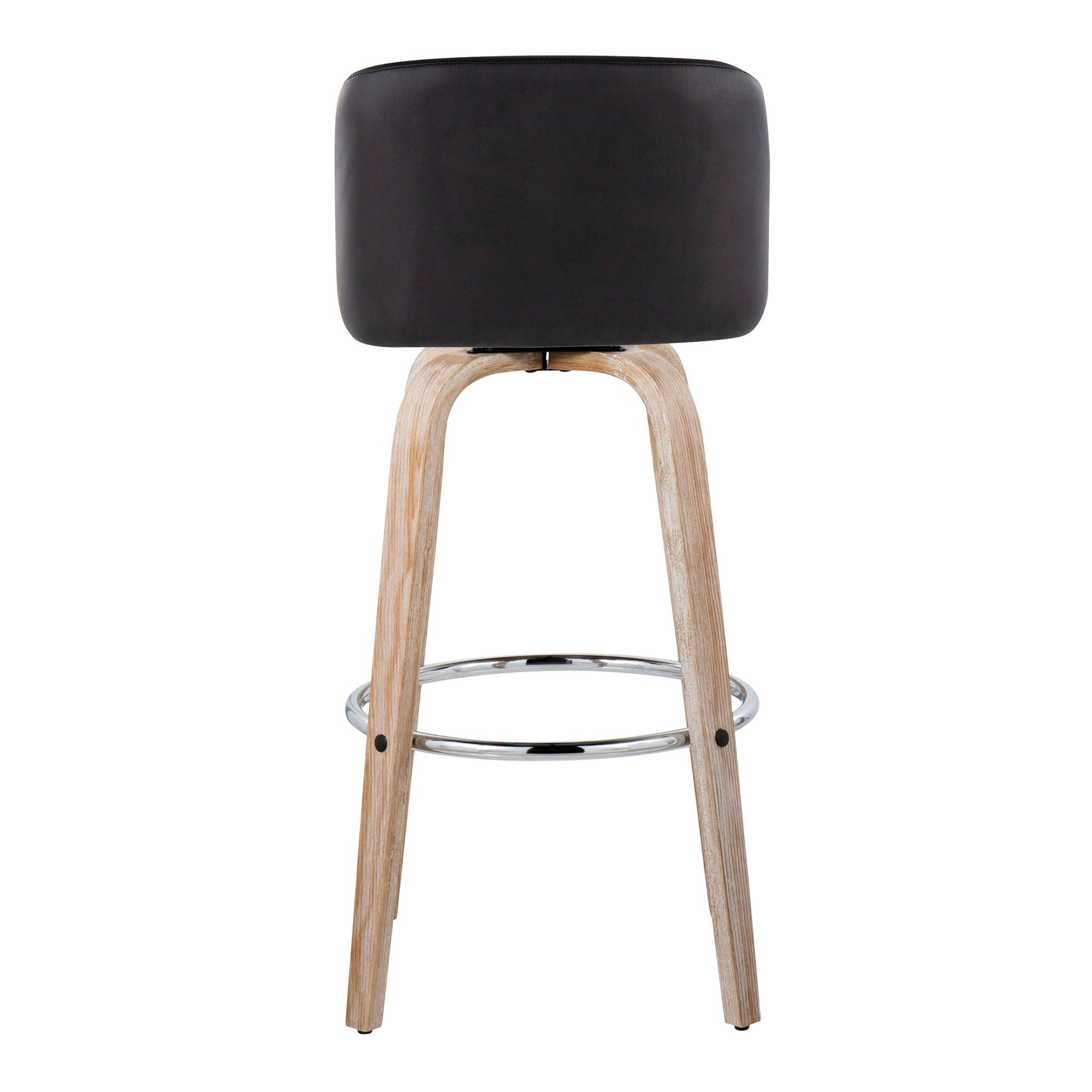 Toriano - Contemporary Fixed Height Barstool With Swivel & Round Footrest (Set of 2)