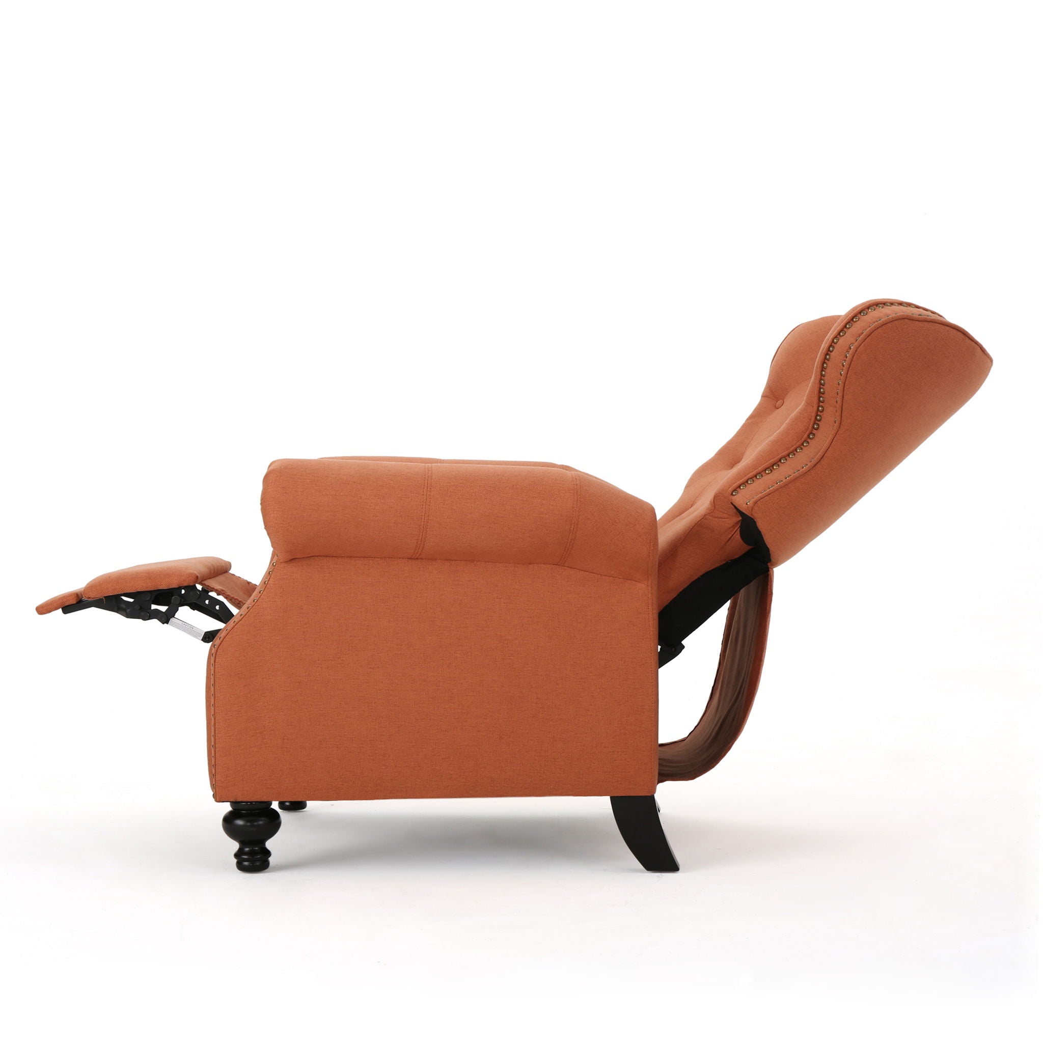 Contemporary Style Push Back Recliner With Button Tufted Stitching And Nailhead Trim