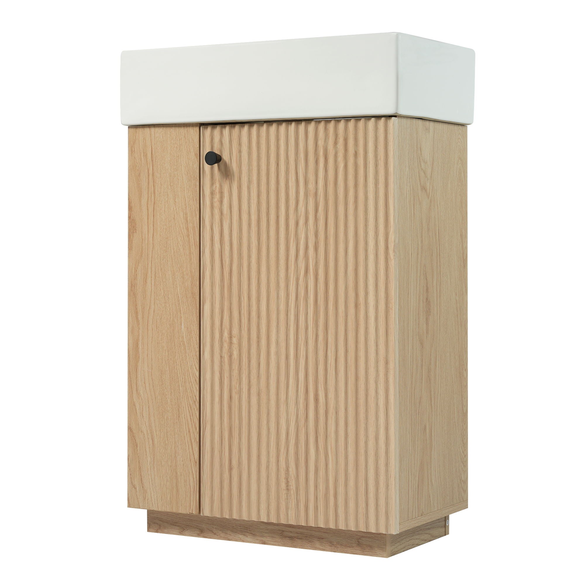 Bathroom Vanity With Sink, 21.6" Freestanding Wood Grain Cabinet With Storage Ideal For Small Bathrooms - Wood