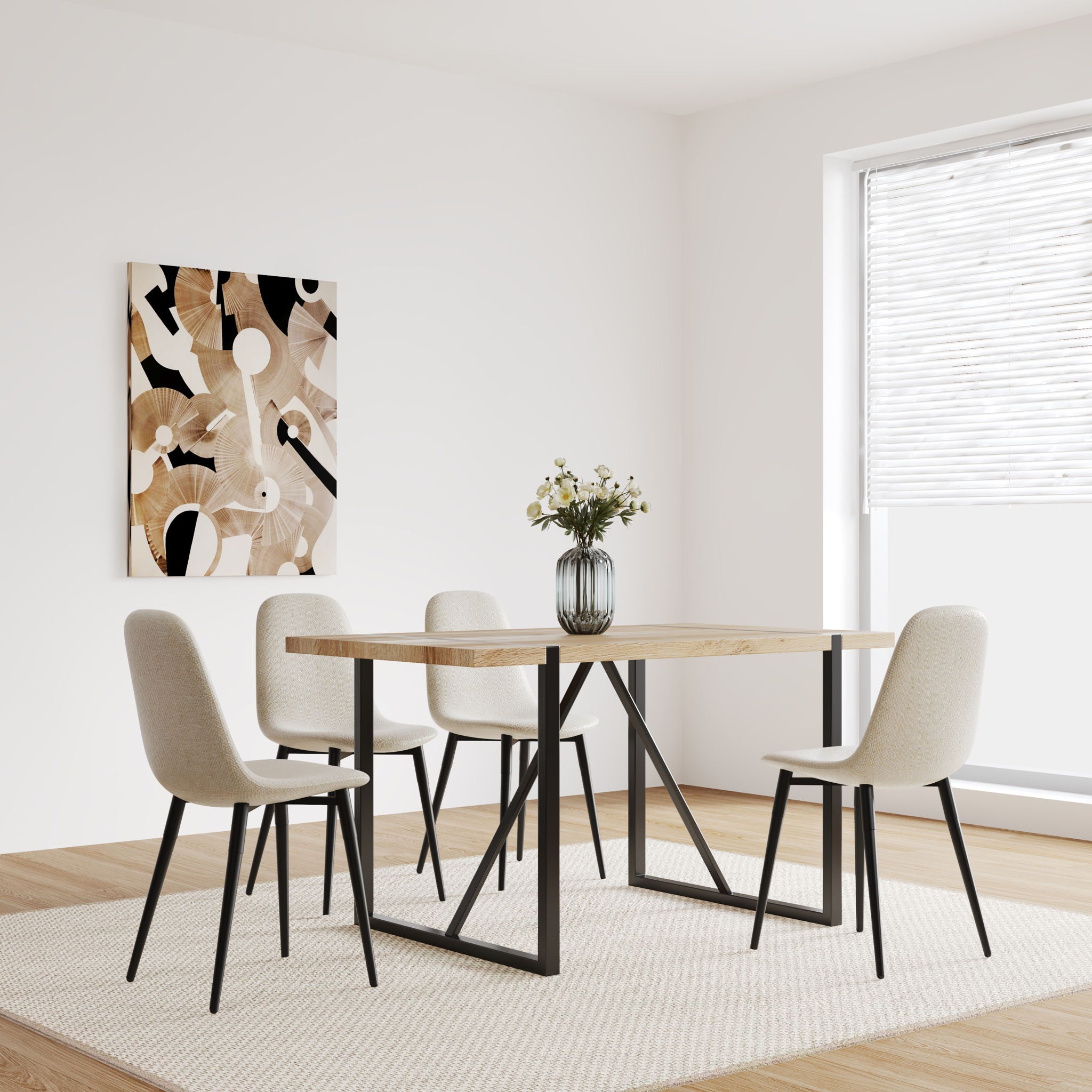 Modern Accent Dining Chairs Upholstered Seat, Metal Legs (Set of 4)