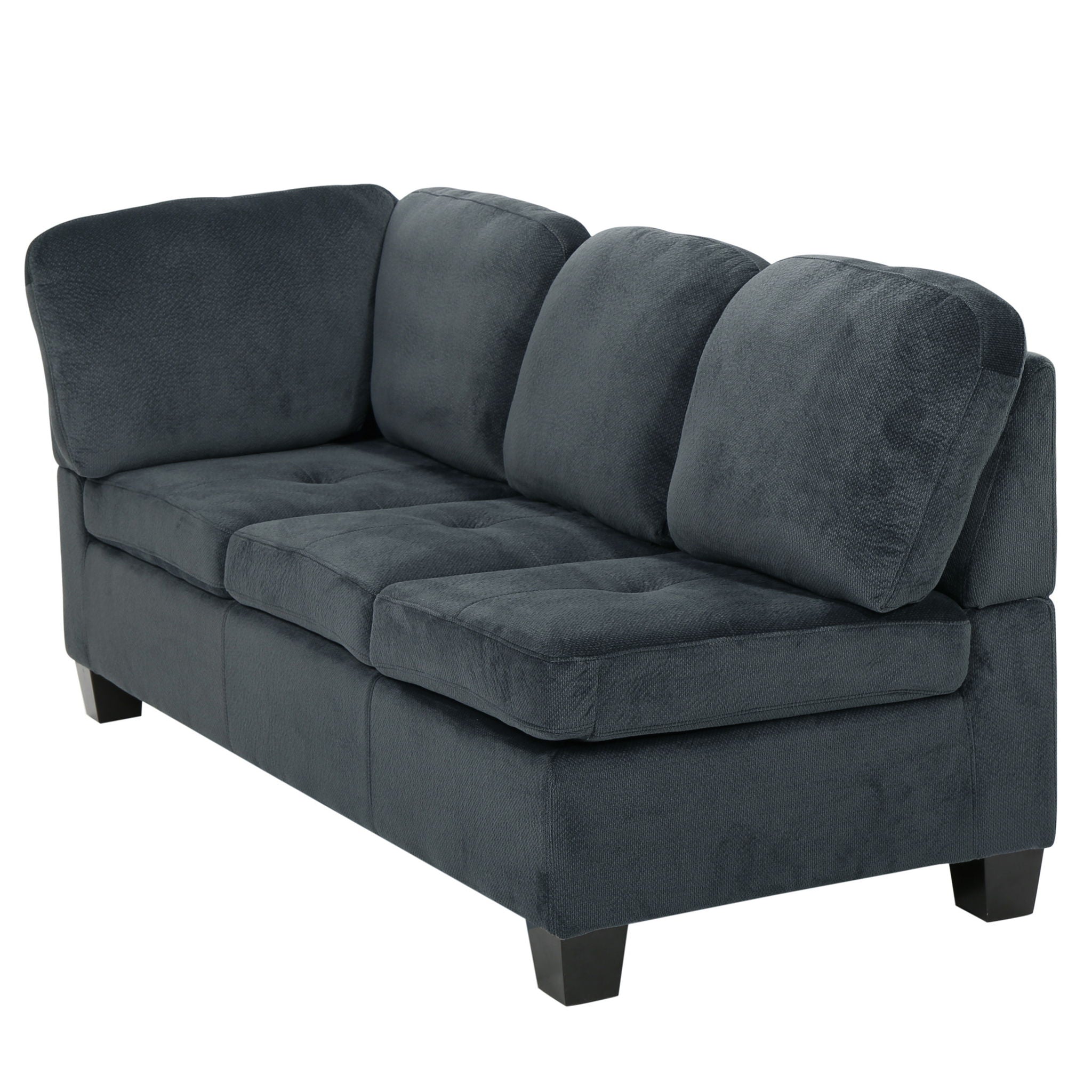 Modern L Shaped Fabric Sectional Sofa With Tufted Detail - Charcoal