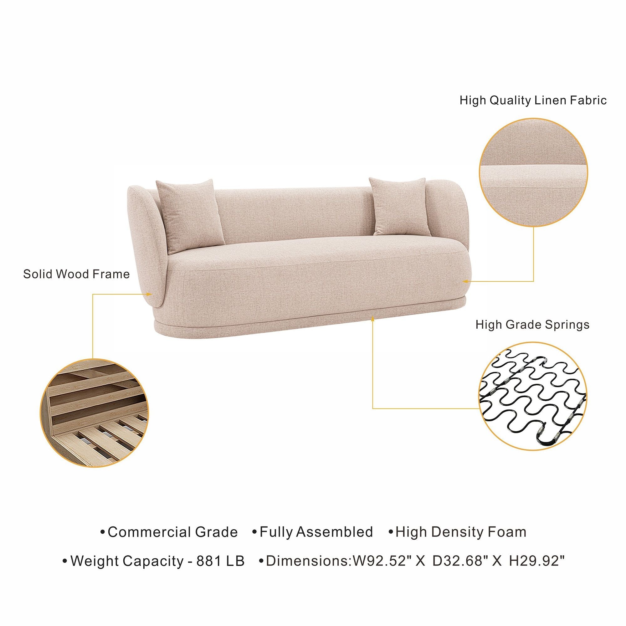 Siri - Upholstered Sofa - Wheat