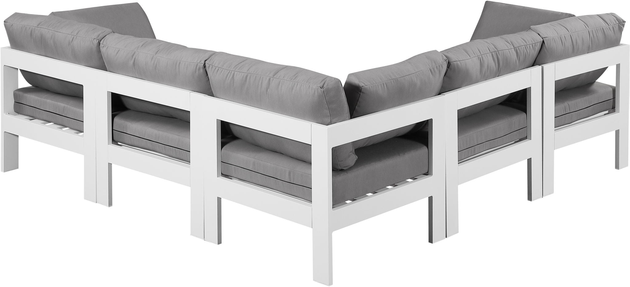 Nizuc - Outdoor Patio 5 Piece Modular Sectional With White Frame