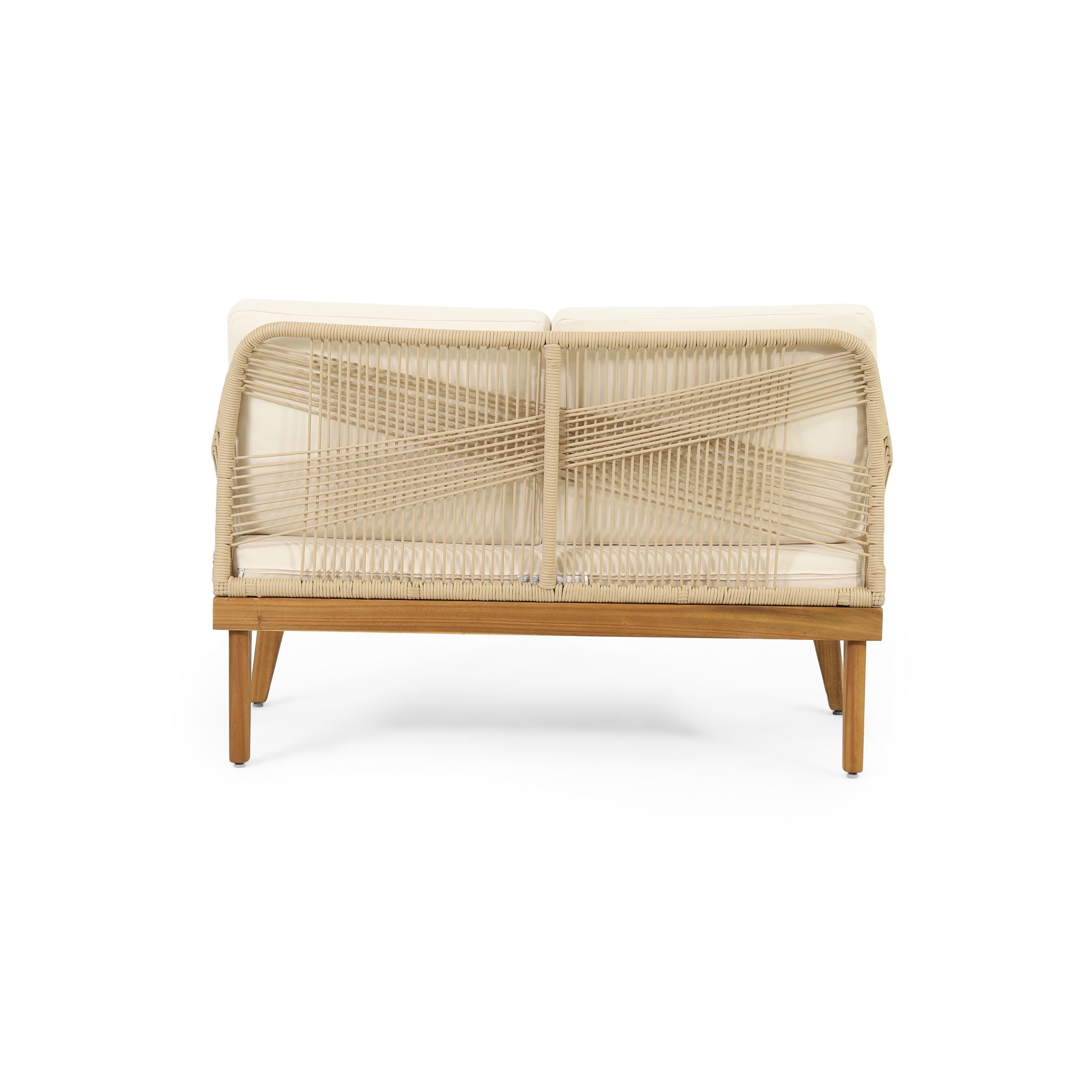 Hueber - Outdoor And Rope 4 Seater Chat Set With Cushions - Teak