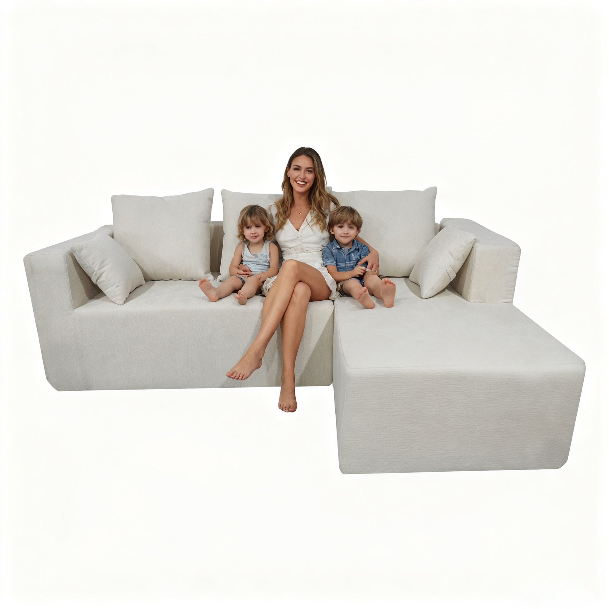 Modular Corner Sofa With Soft Linen Fabric