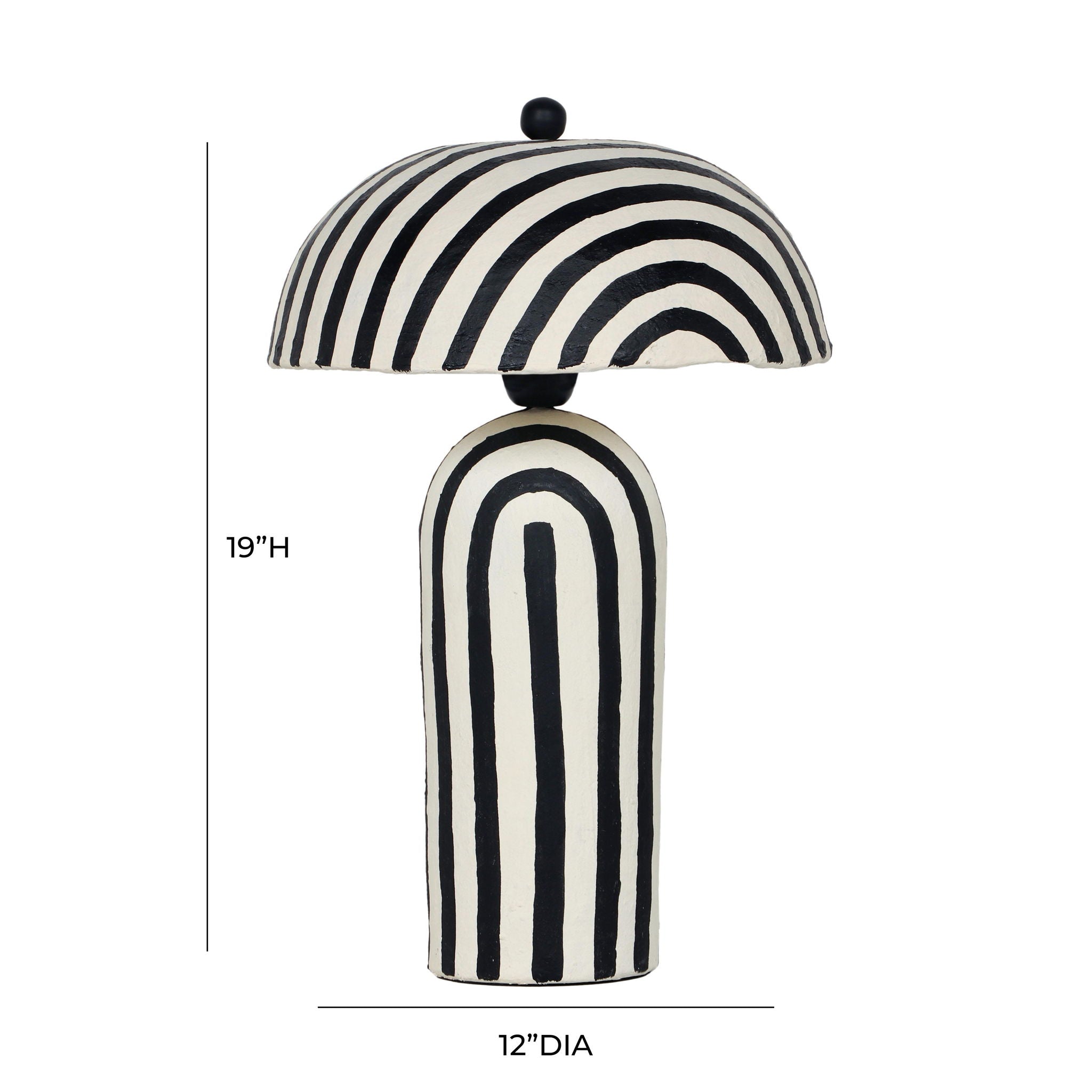 Maiori - Striped Papier Mache Table Lamp