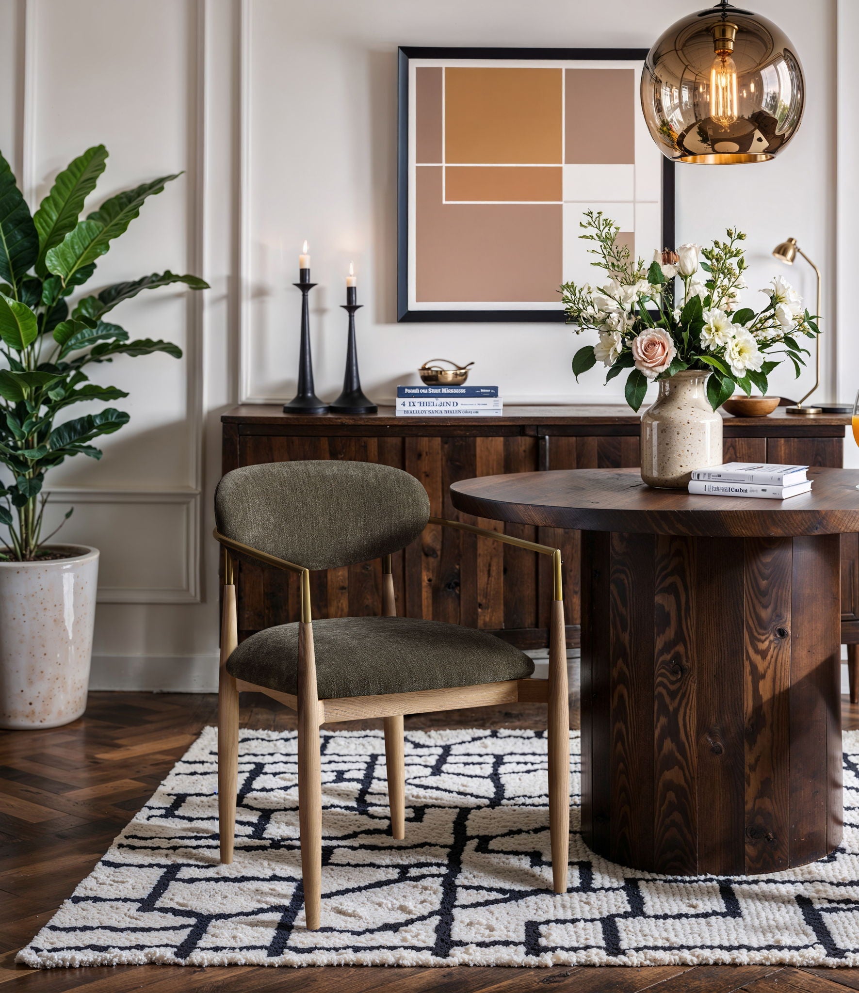 Riccio - Fabric Dining Arm Chair (Set of 2) - Natural Frame