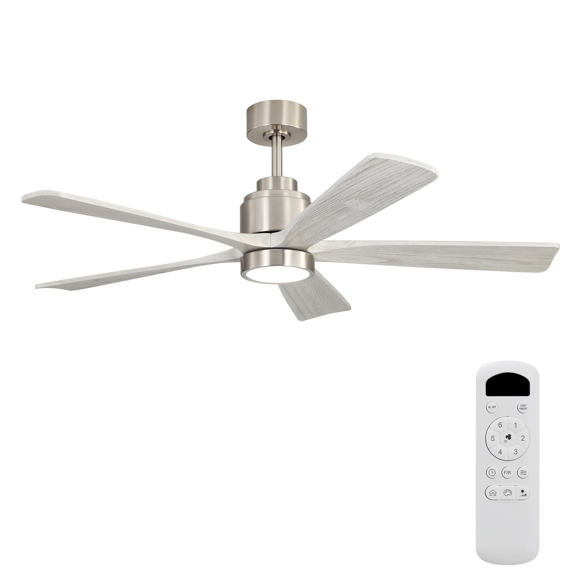 Ultra Quiet Reversible Ceiling Fan With Light Dimmable LED For Large Room - Brushed Nickel