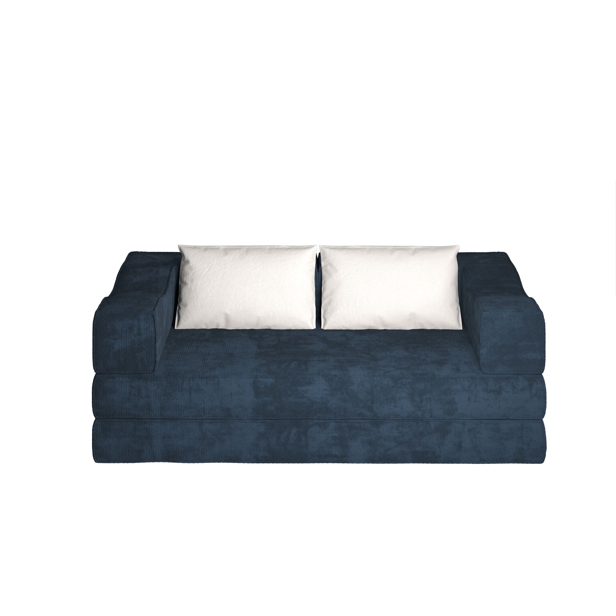 Convertible Couch Bed With 2 Pillows, 3 Seat Folding Floor Couch & King Size Bed Mattress, Diy Combination - Blue