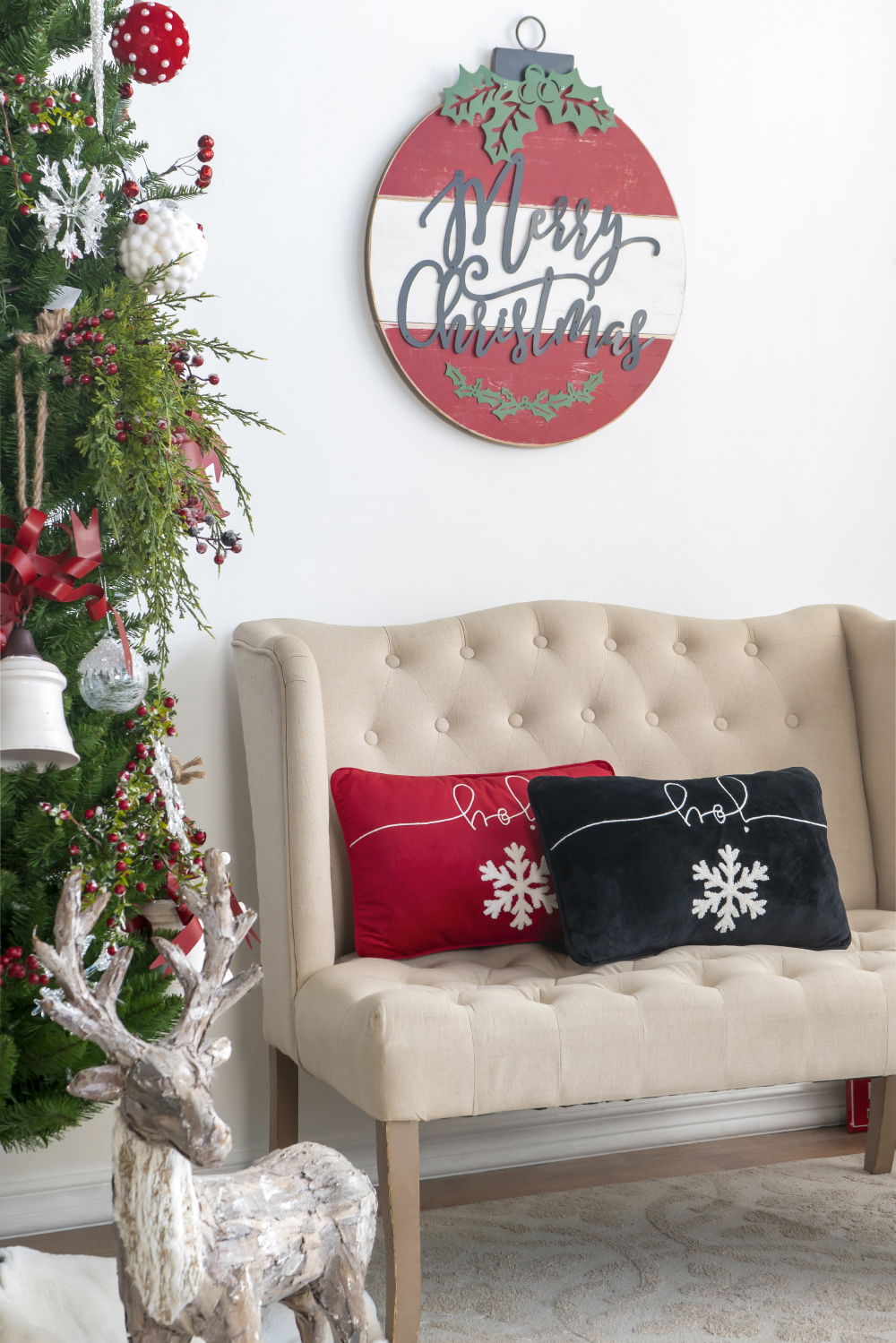 Velvet Pillow With Embroidered Joy And Frosty Snowflake, For Christmas Halloween Holiday Decor (Set of 2)