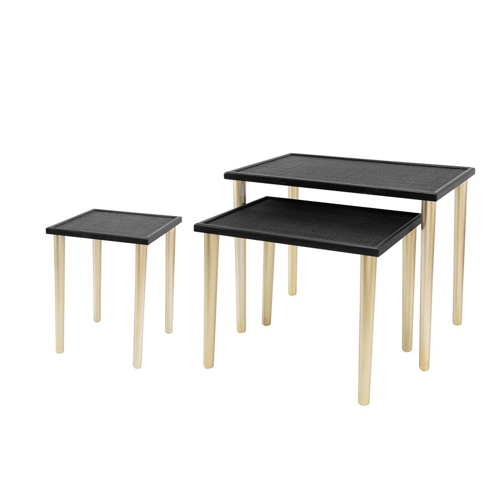 Side Tables (Set of 3) - Black / Gold - Best Buy Furniture