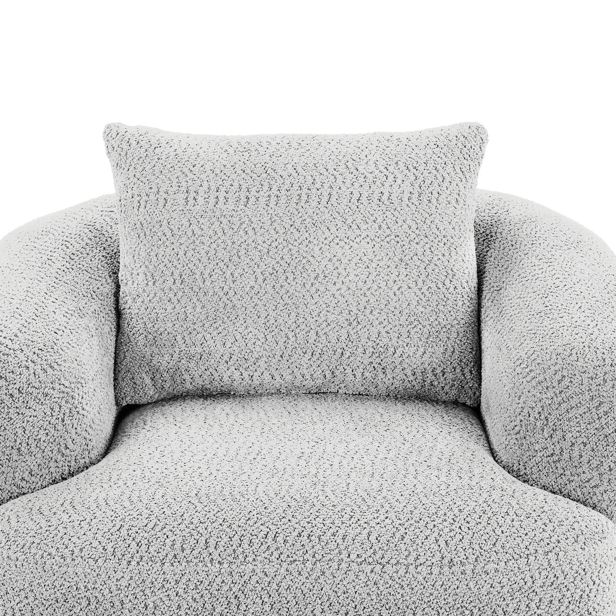 360° Swivel Barrel Sofa Chair With Throw Pillow, Chenille Upholstered Accent Chair
