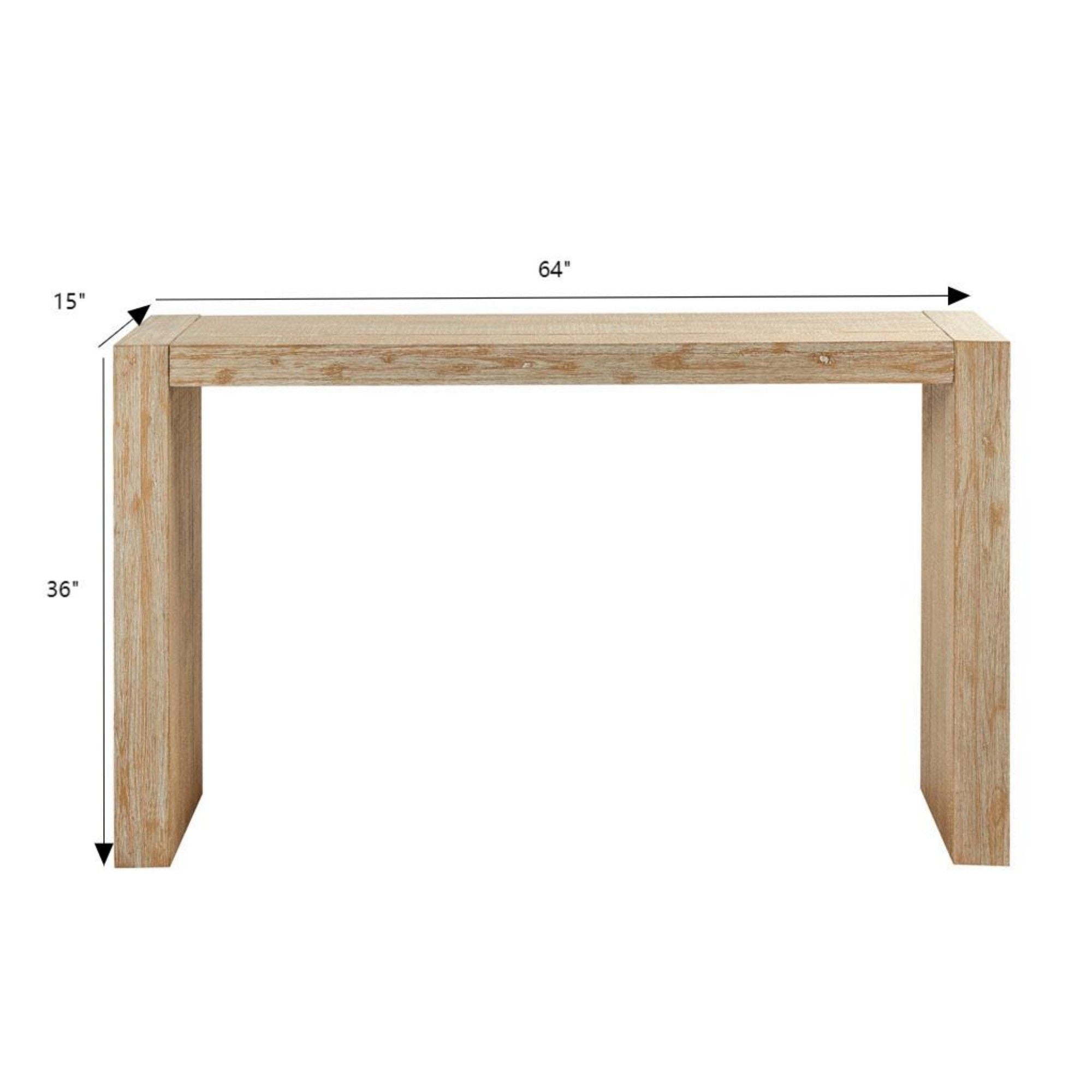 Modern Solid Wood Console Table With Distressed - Reclaimed Wheat