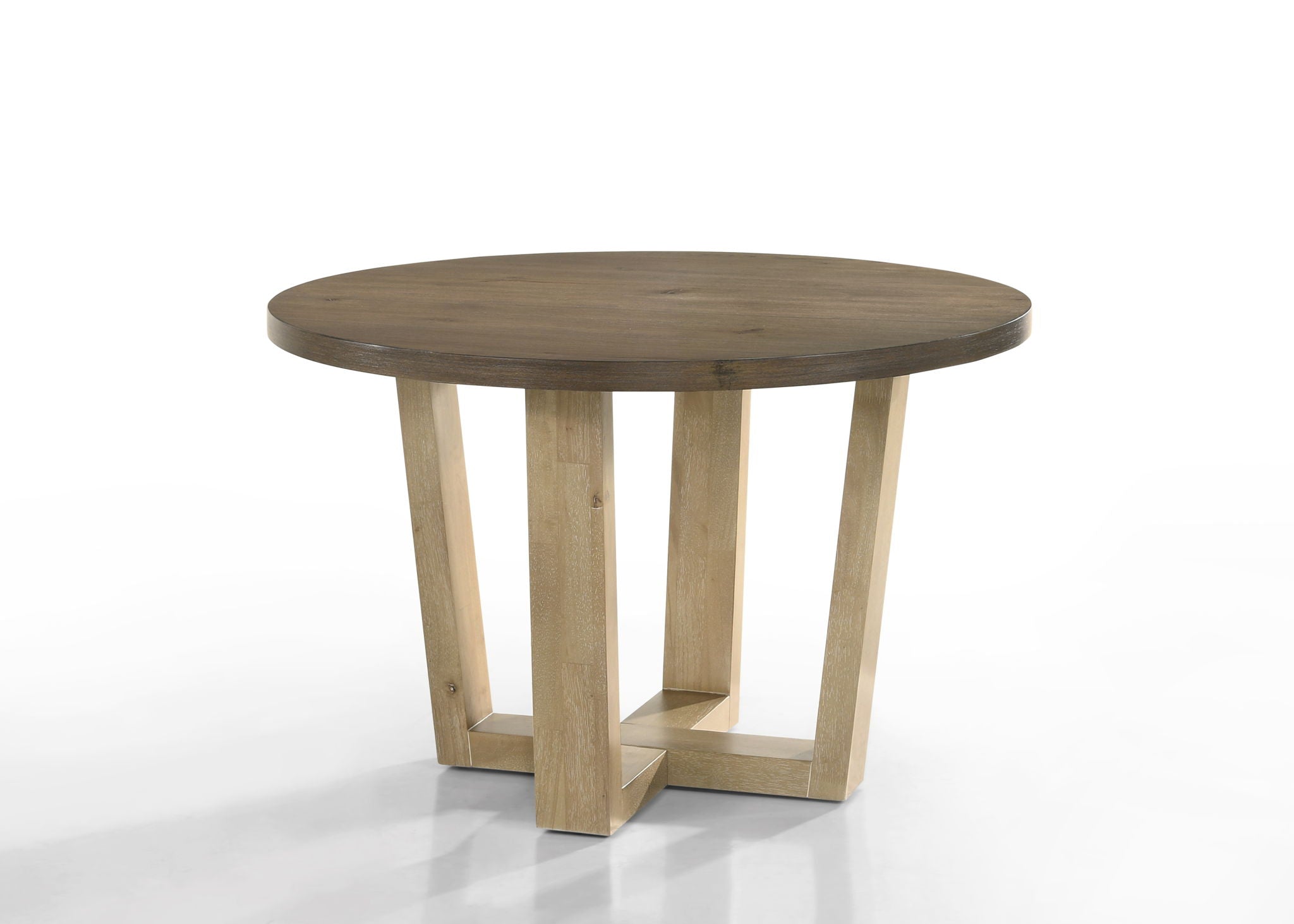 Brutus - Contemporary Round Dining Table With Wheat Colored Base - Vintage Walnut - Best Buy Furniture