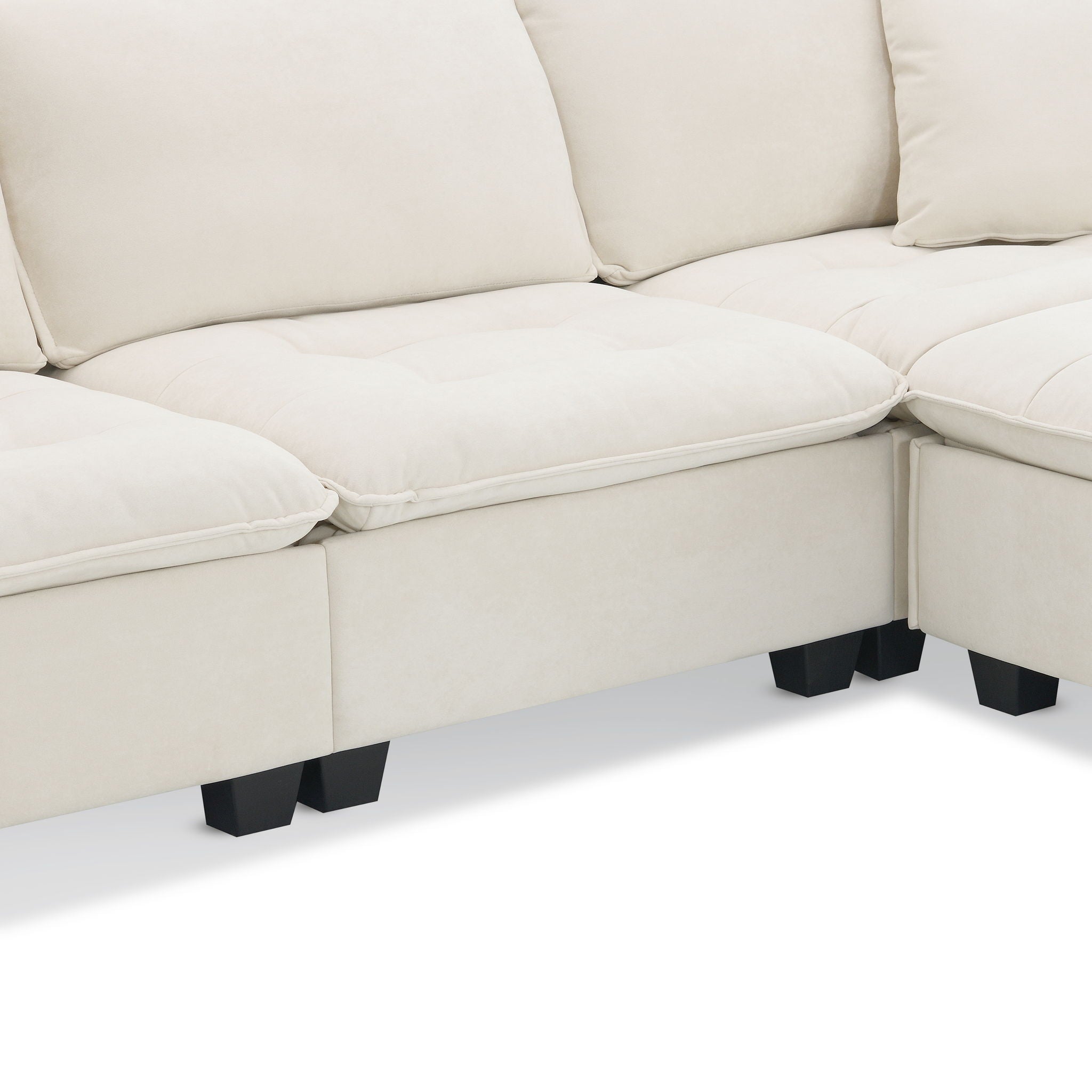 Modern Convertible Sectional L Shaped Reversible Couch Set With Free Pillows 4 Seat Suede Sleeper Sofa With Ottoman