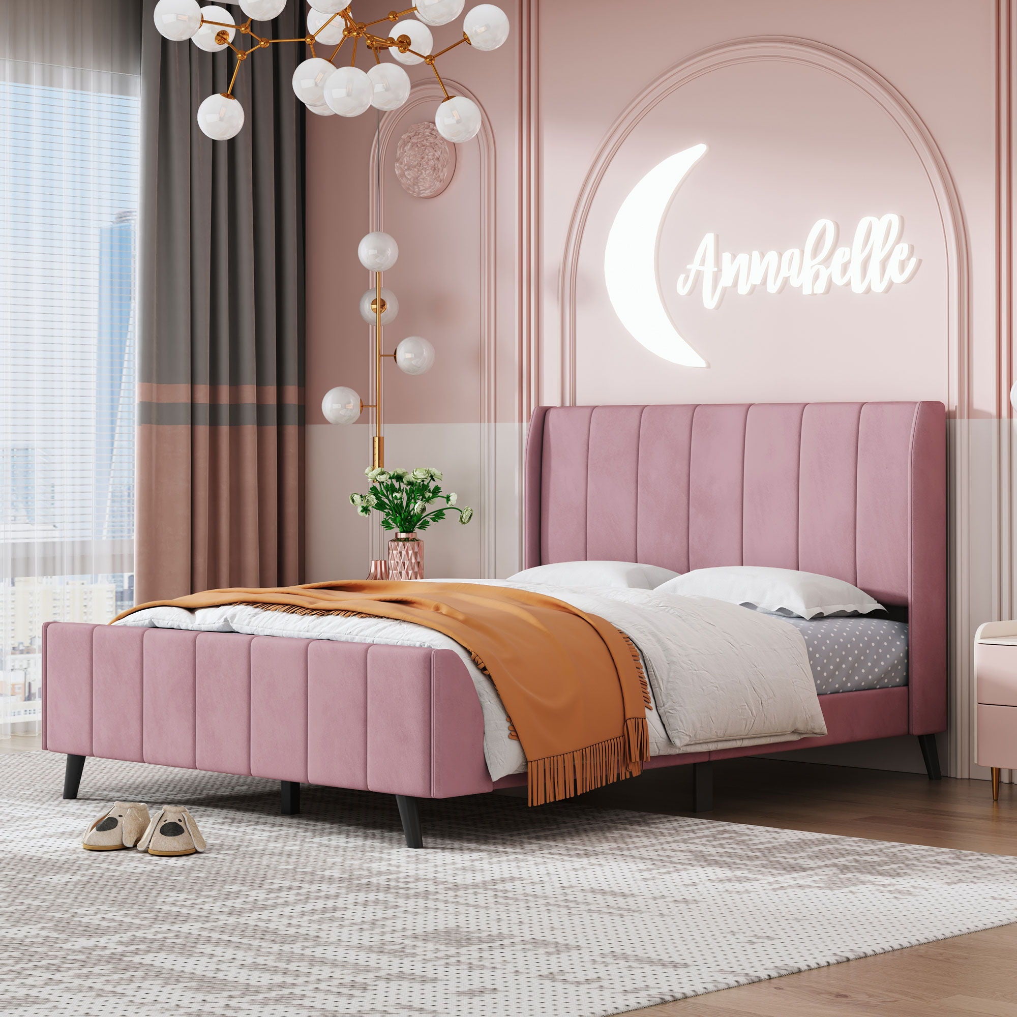Upholstered Platform Bed Velvet