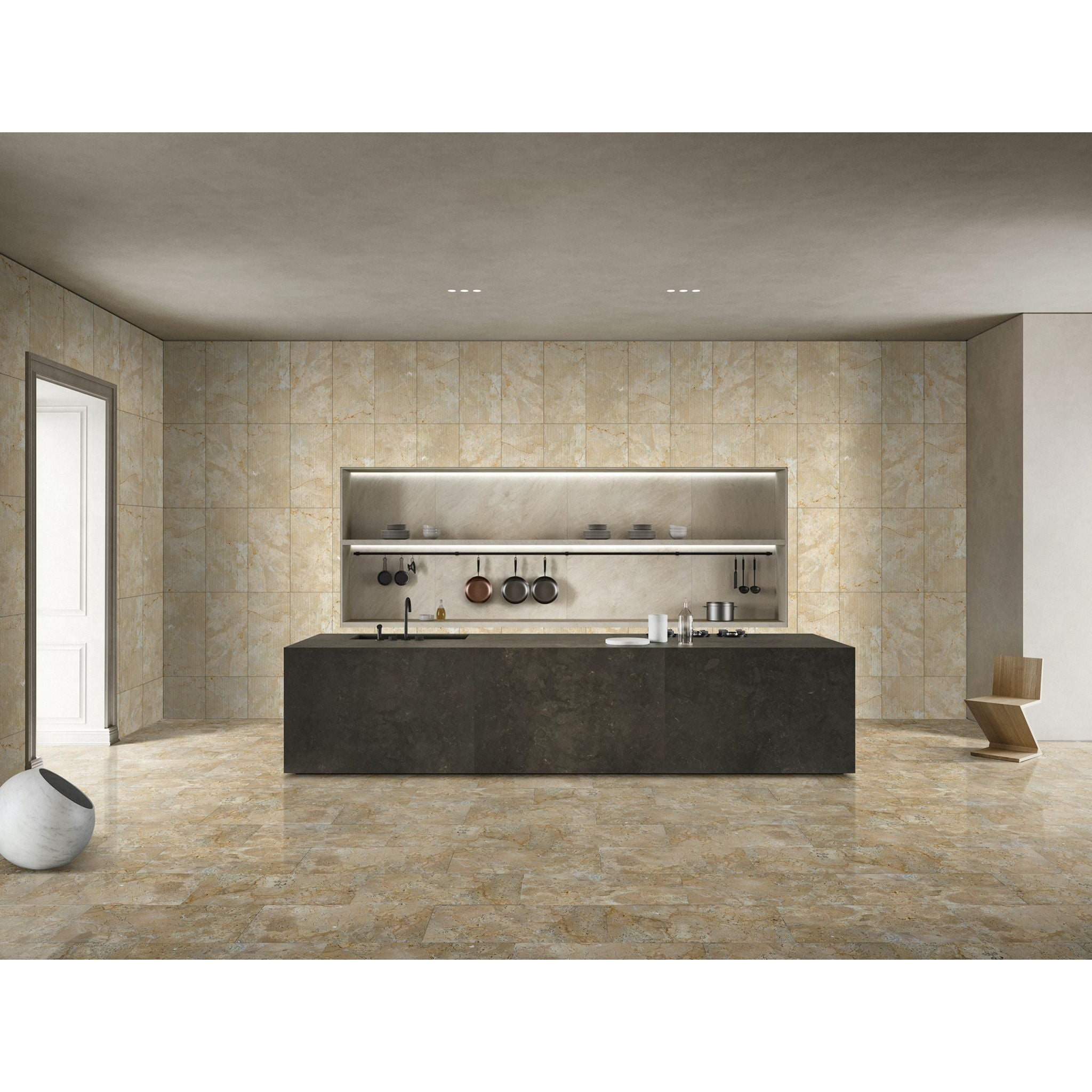 Marble For Floor And Wall Polished Marble Tile Stone (Set of 4) - Beige / Gold - Best Buy Furniture