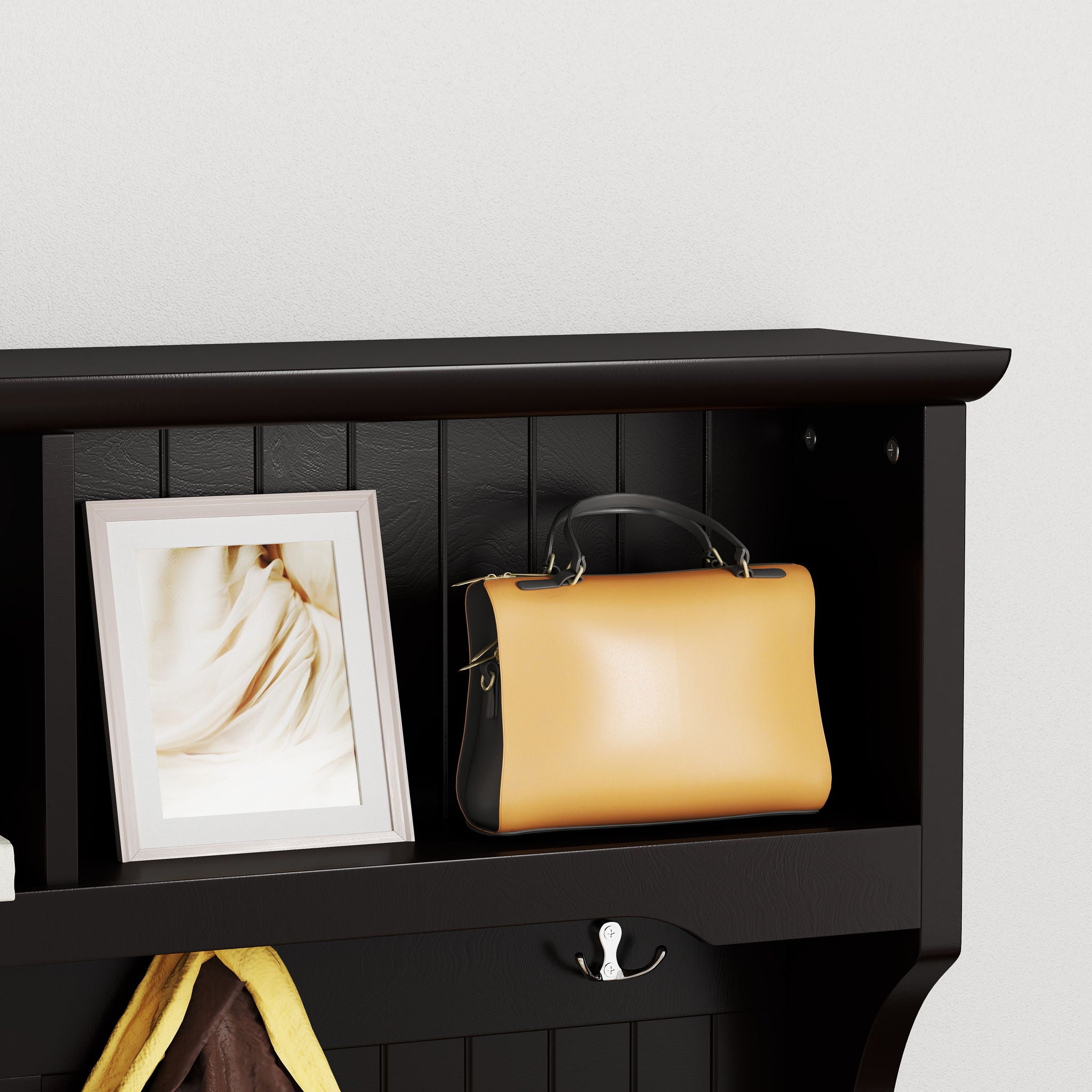 Modern 3 In 1 Hallway Hall Tree With Storage Drawers, Coat Rack, Shoe Rack Bench And Cushion