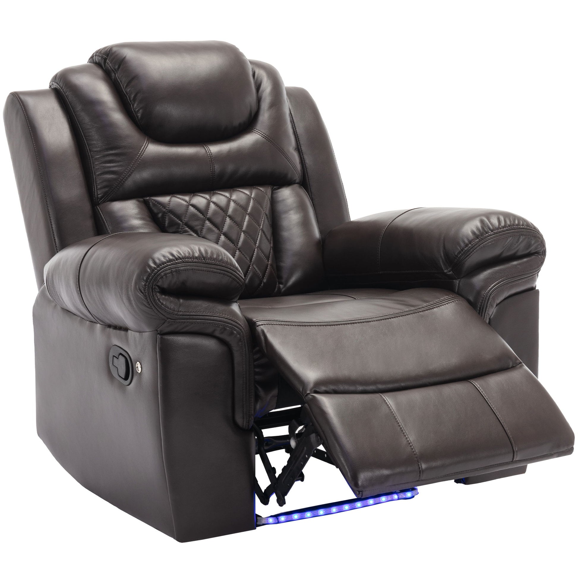 3 Pieces Recliner Sofa Sets Home Theater Seating Manual Recliner Chair With Center Console And LED Light Strip For Living Room - Best Buy Furniture