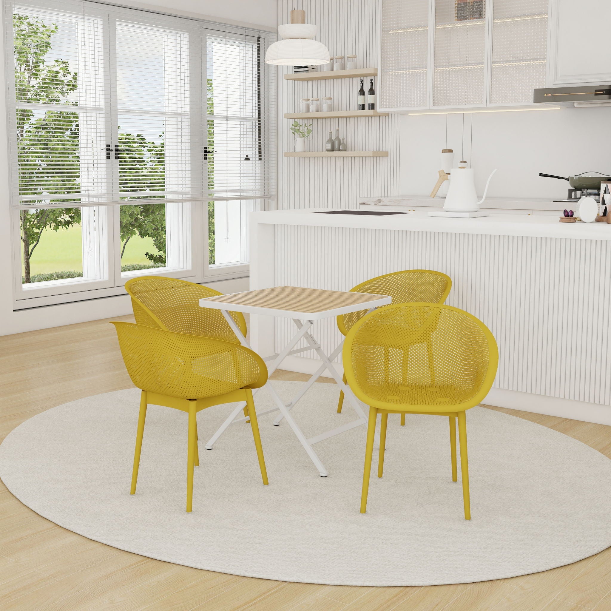 2 Piece Durable Single Chair With Mesh Hollow Out Design