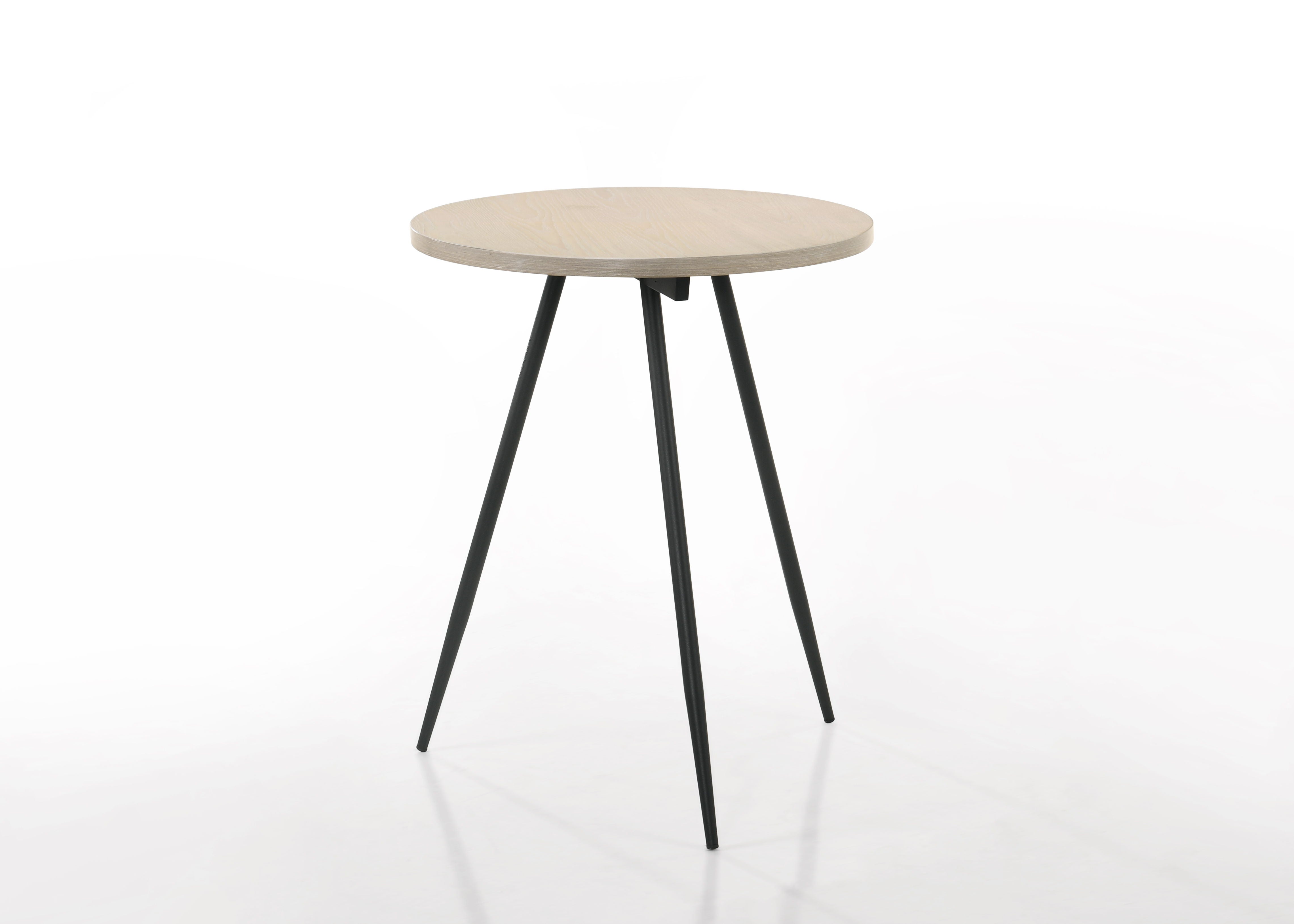 Neroli - Contemporary Round Side Table With Black Metal Base - Oak White - Best Buy Furniture