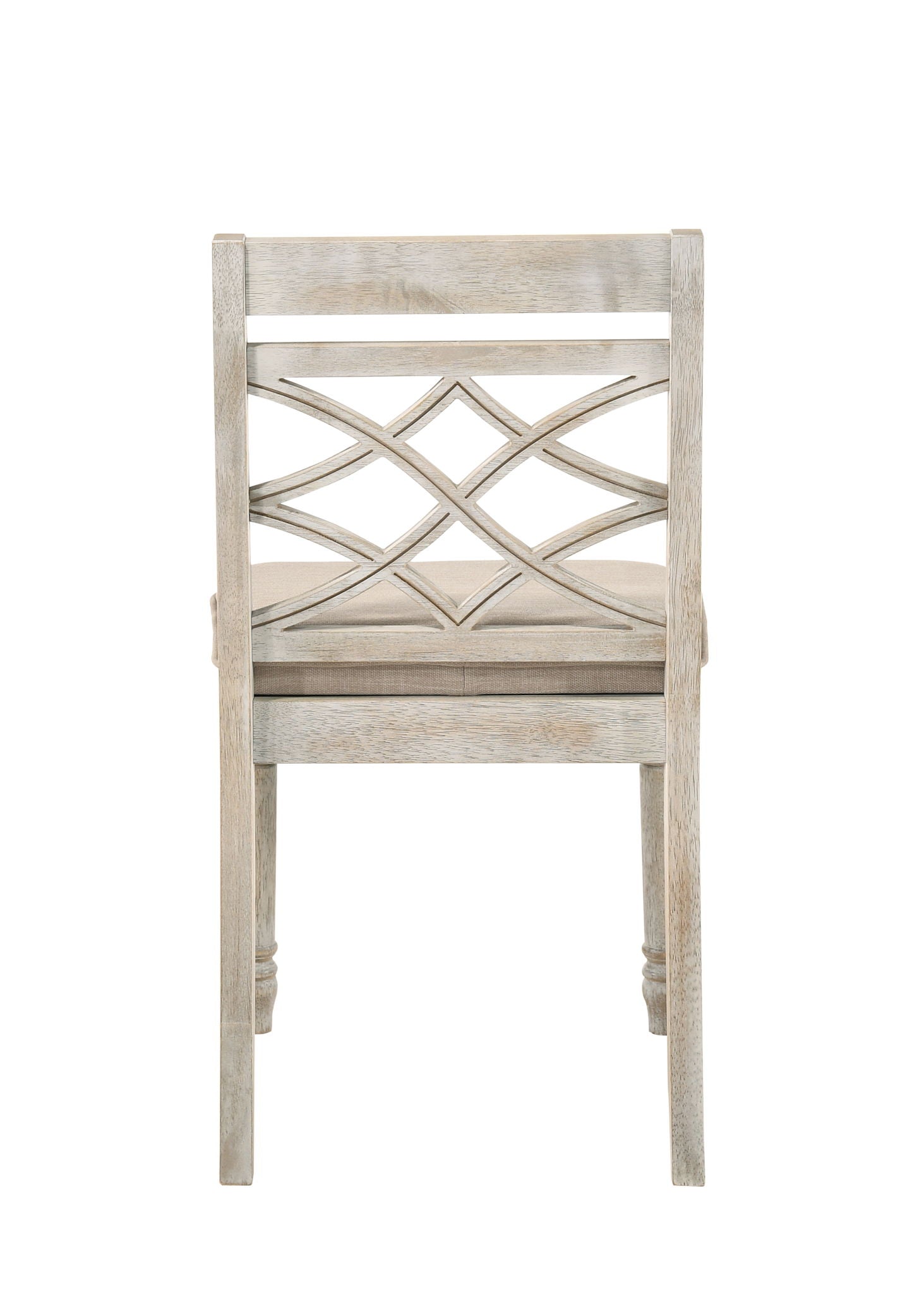 Havanna - 5 Piece Wide Round Dining Table With Off White Chairs (Set of 5) - Vintage Walnut