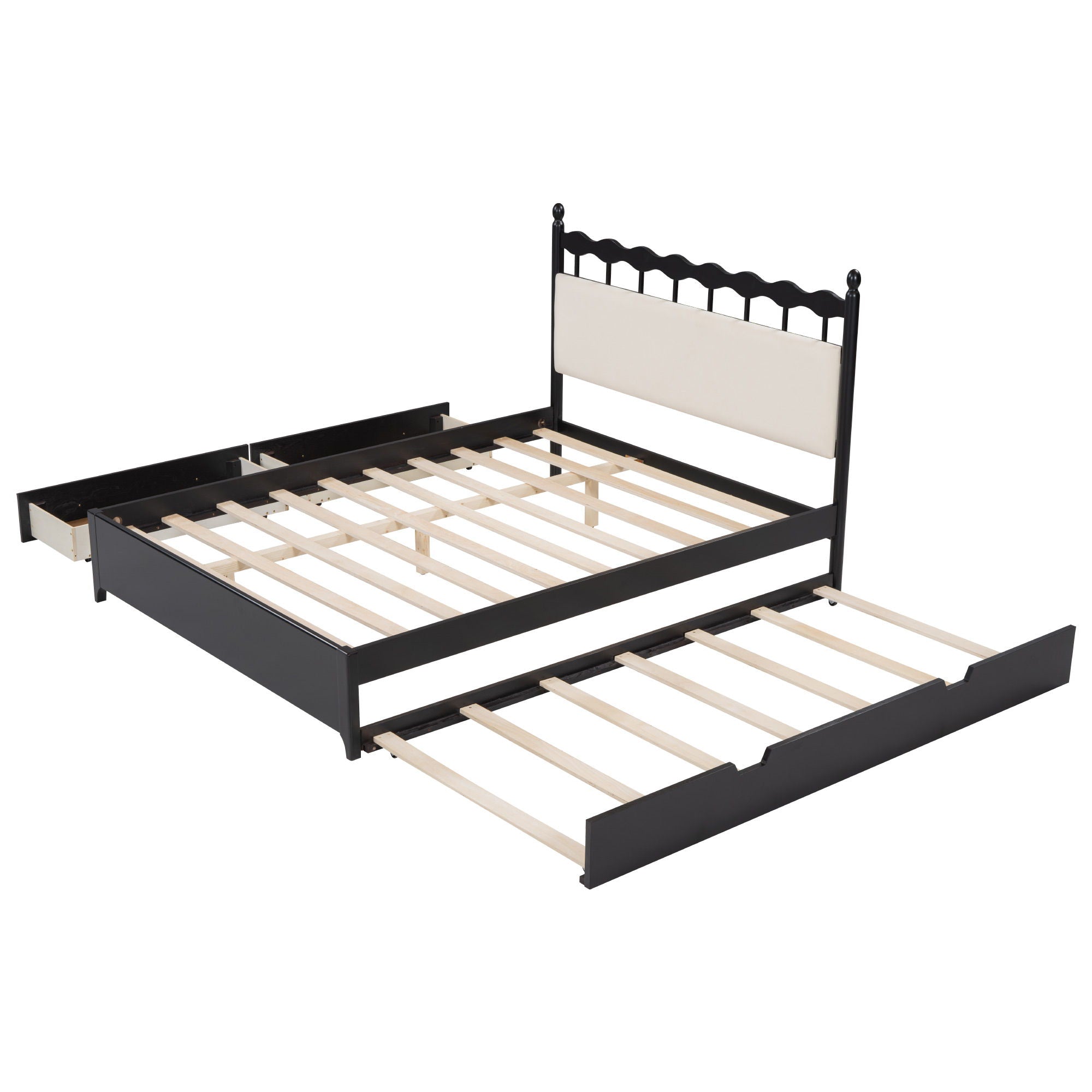 Storage Platform Bed With 2 Big Drawers & Trundle