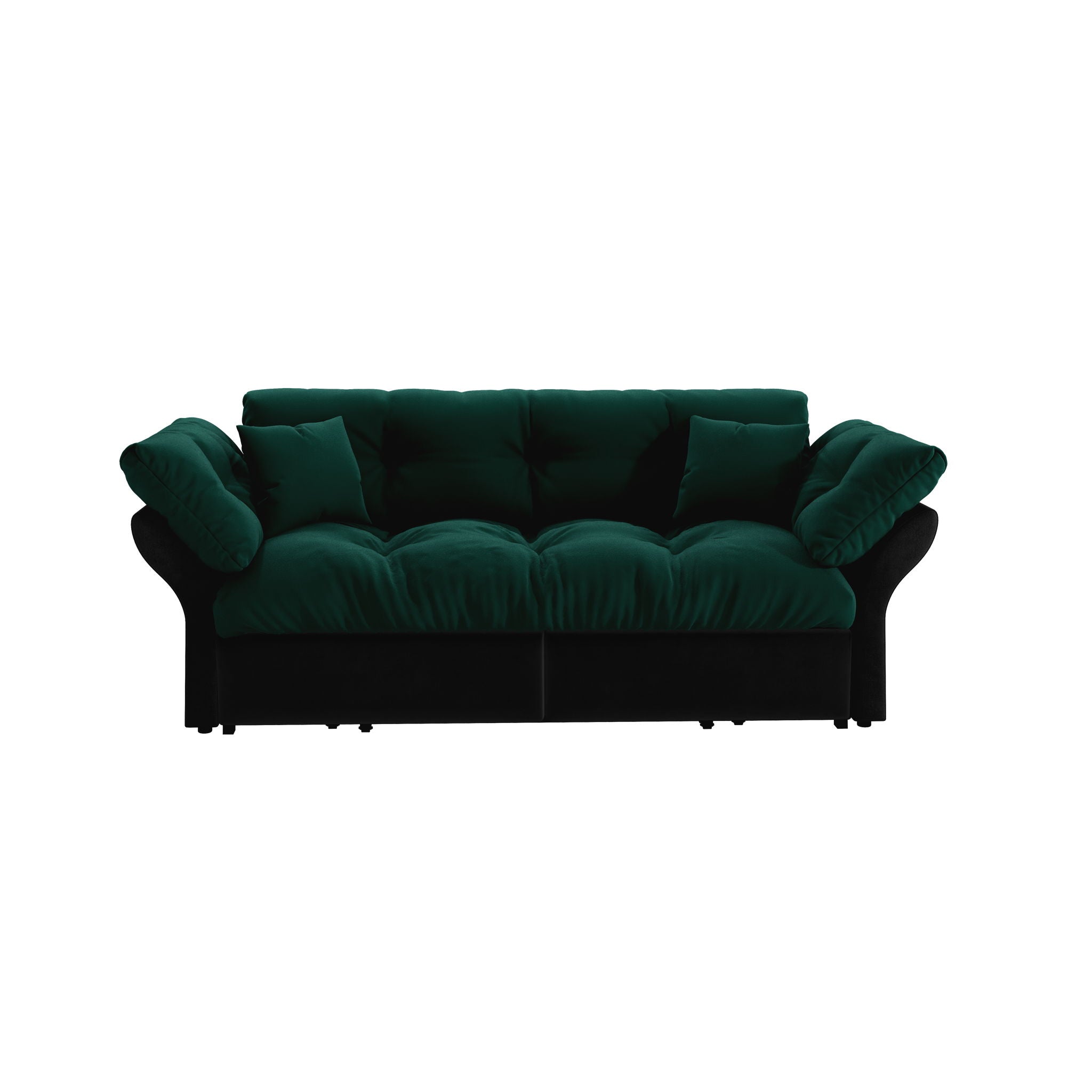 Queen Pull Out Sofa Bed, 3 In 1 Convertible Sleeper Tufted With 2 Soft Pillows