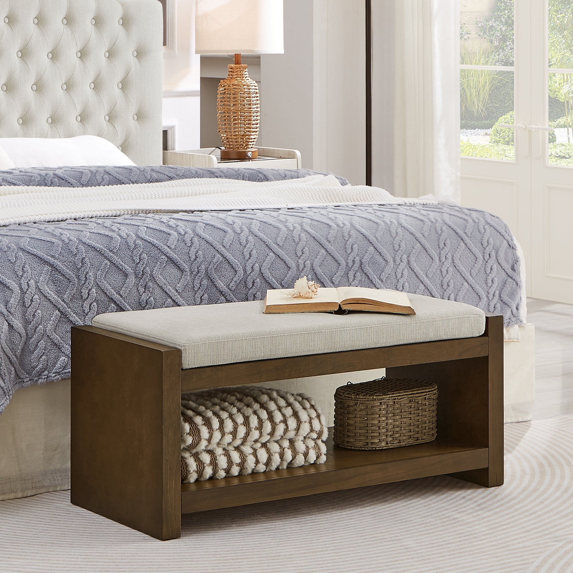 40' Accent Bench with Lower Shelf Shoe Rack
