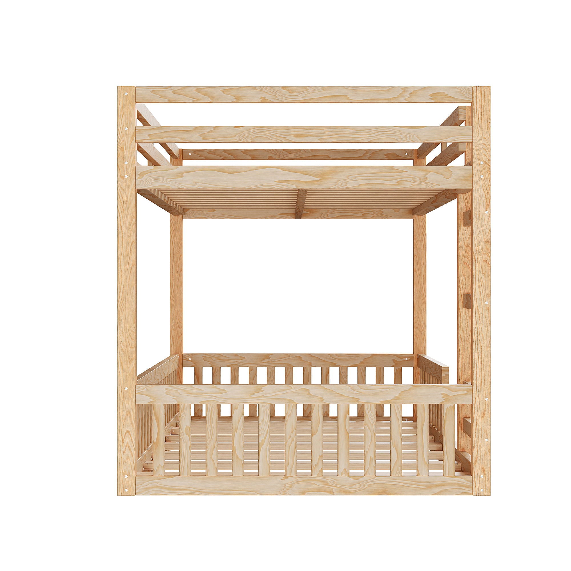 Stylish Bunk Bed With Ladder And Guardrails