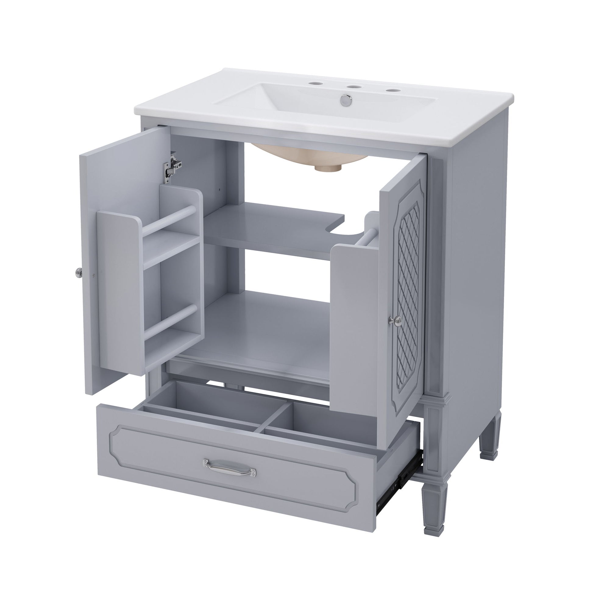 Vintage Style Bathroom Vanity With Sink, Multi Functional Storage, Soft-Closing Door - Best Buy Furniture