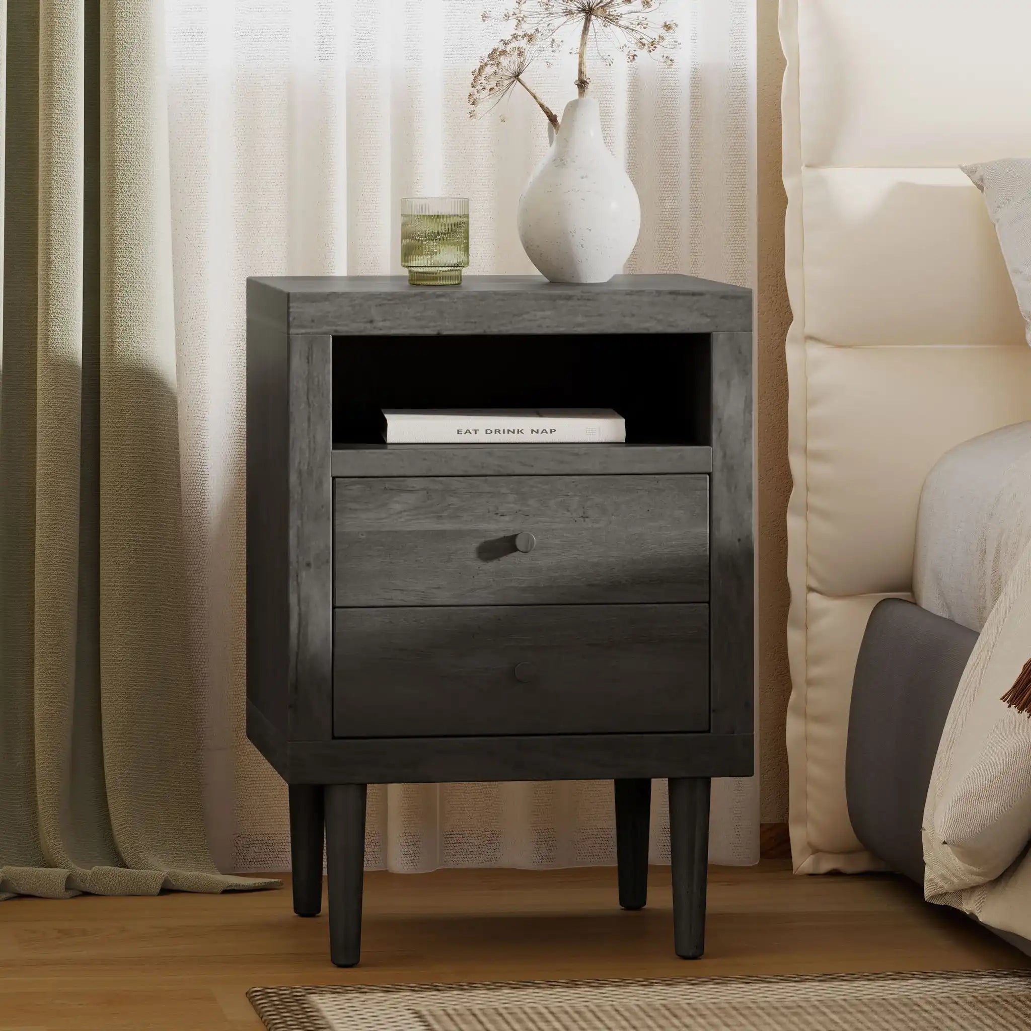 Nystrom - Mid Century Modern 2 Drawer Nightstand
