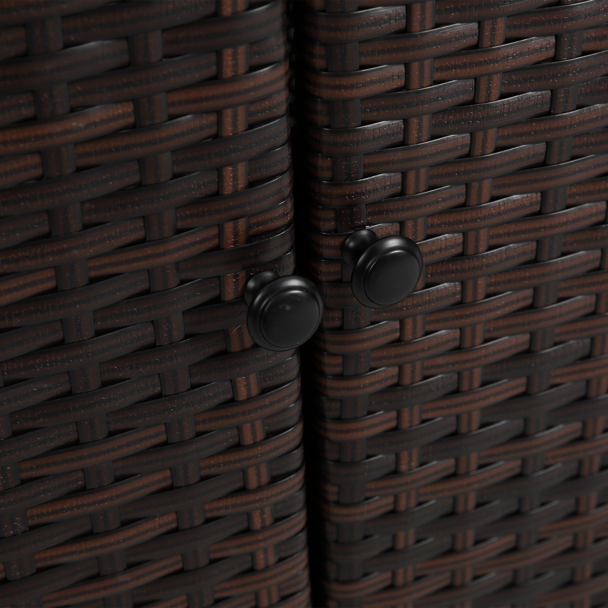 Outdoor Wicker Bar Cart with Glass Top and Wheels - Light Brown