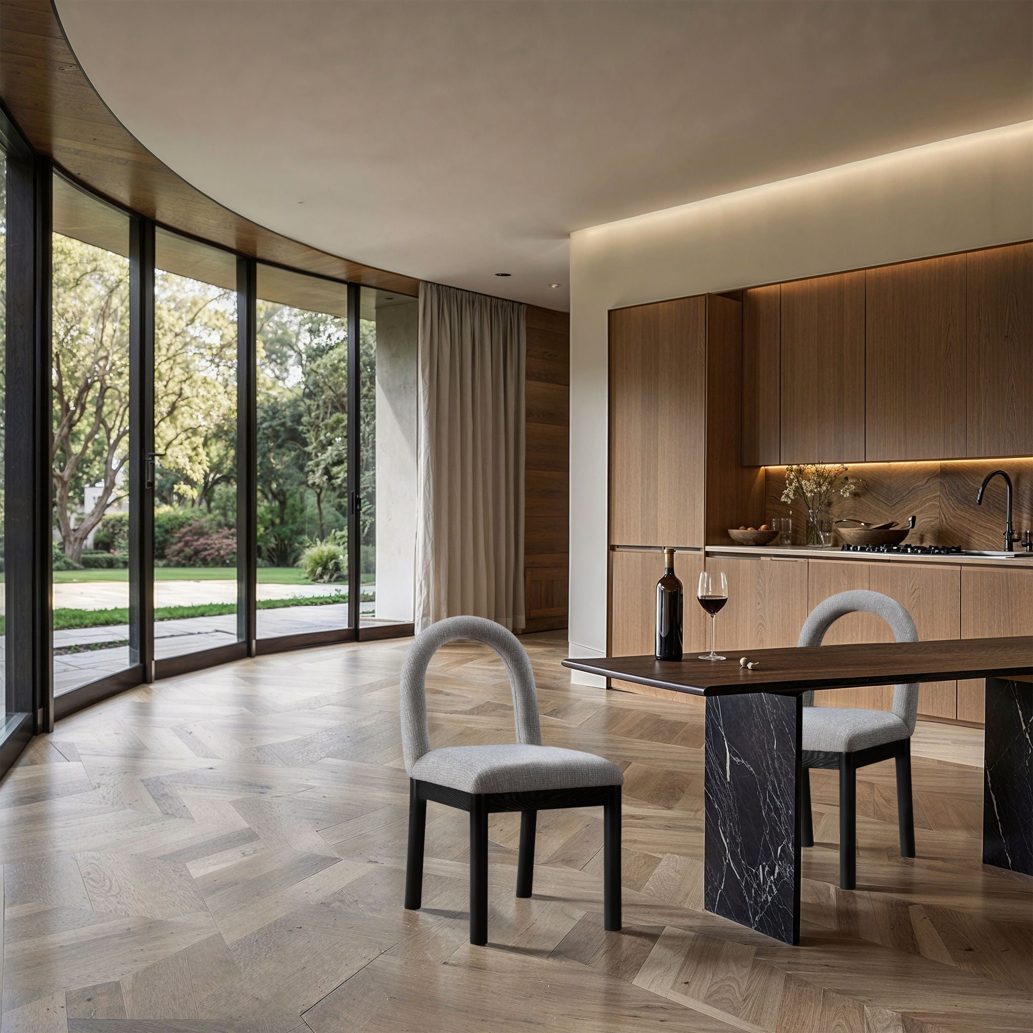 Conrad - Linen Dining Chair With Black Legs