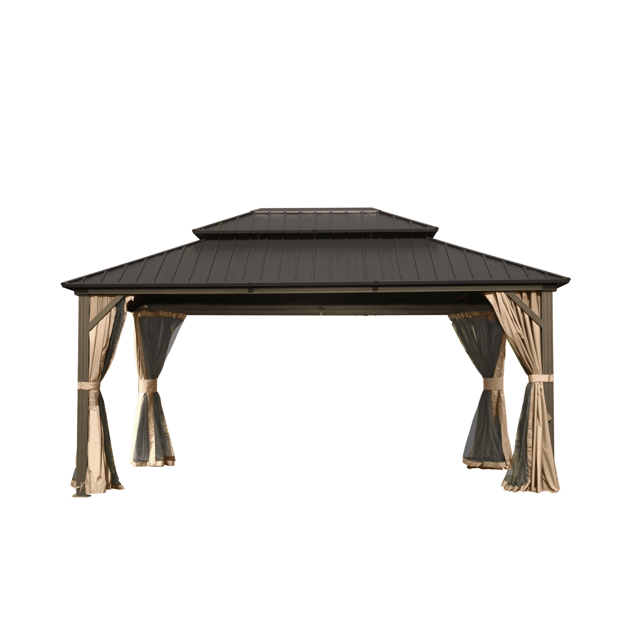 10' X 14' Aluminum Hardtop Gazebo, Brown