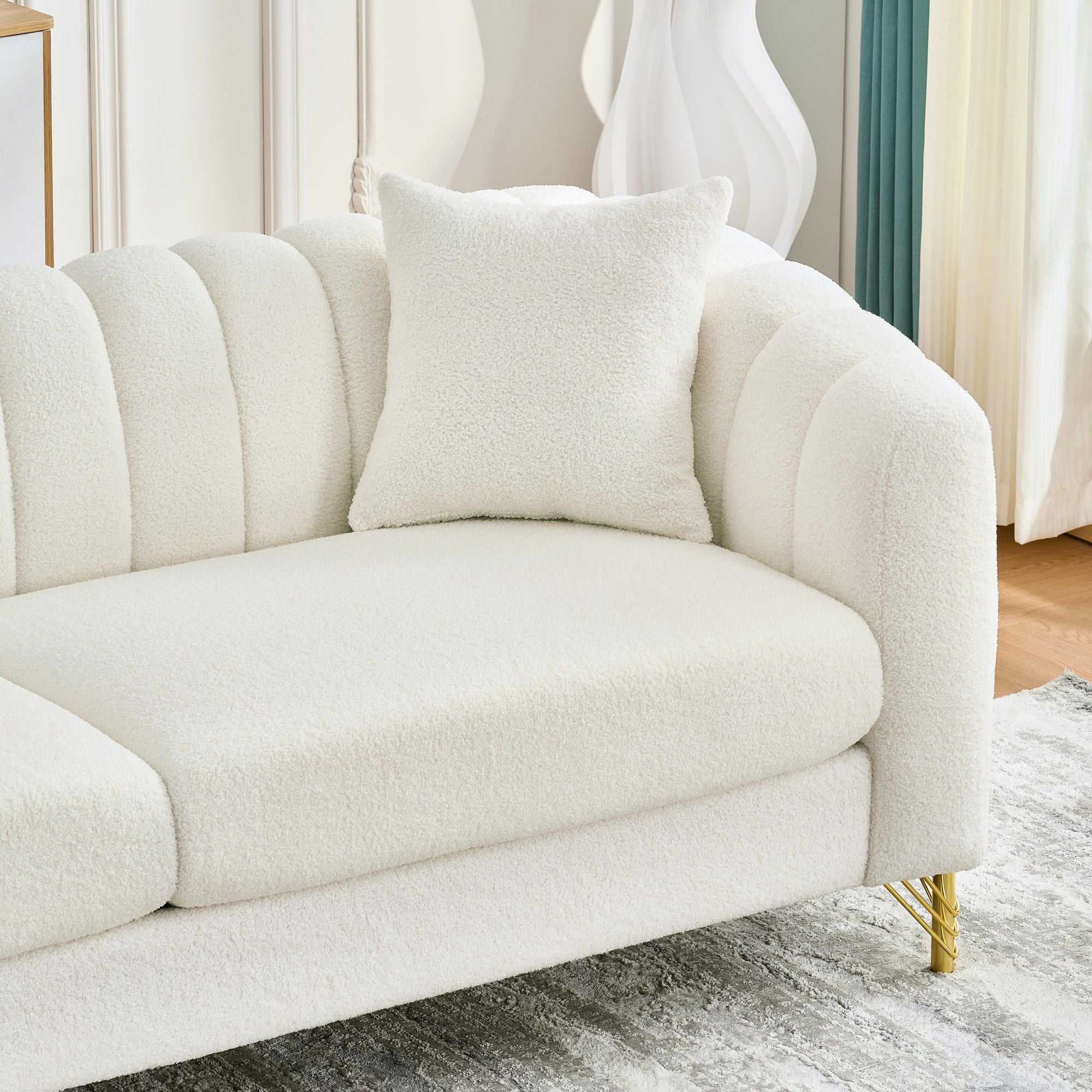 Oversized Sofa, 3 And 3 Seater, Tufted Couch For Living Room - Beige