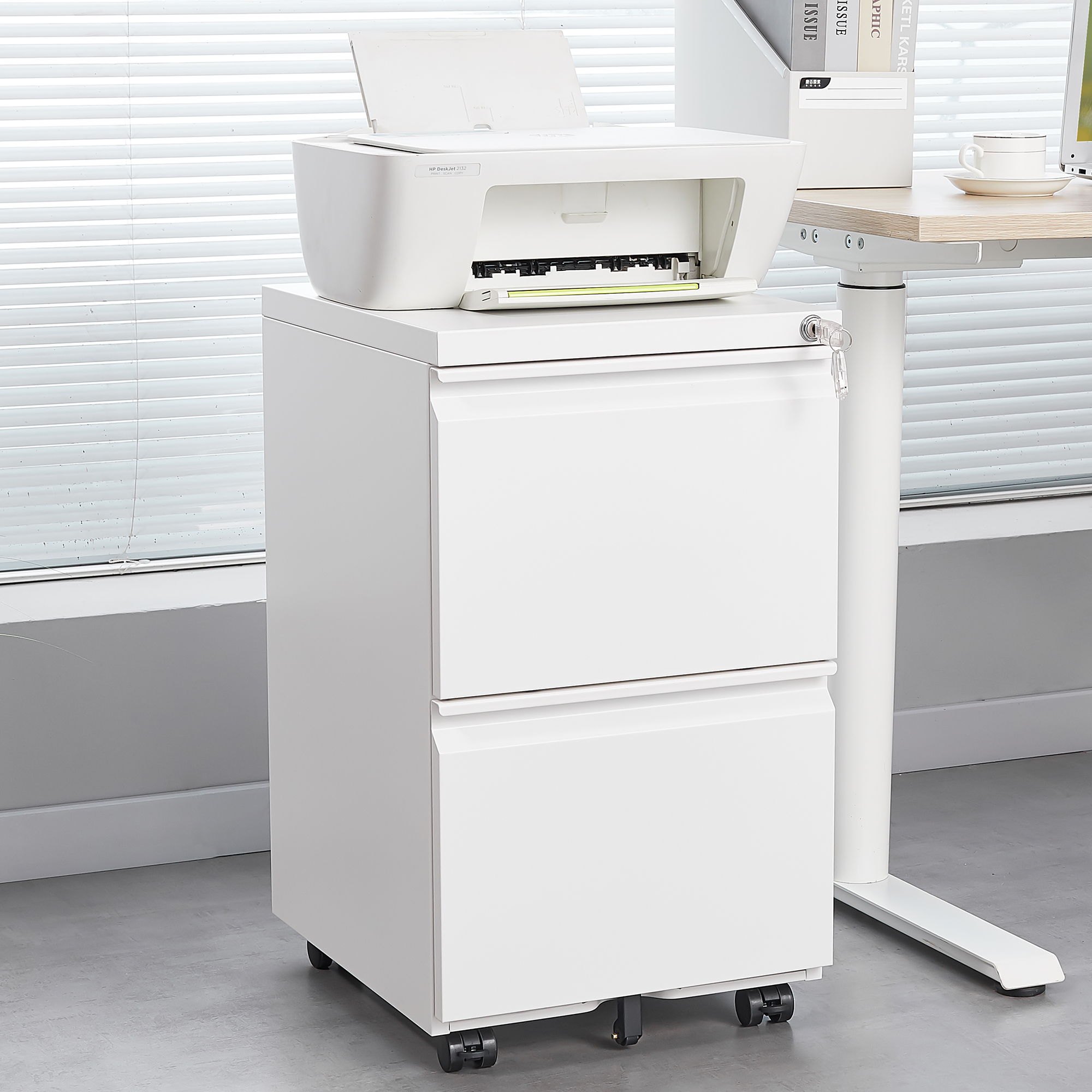 Office Storage Cabinet With 2 Drawers And Lock