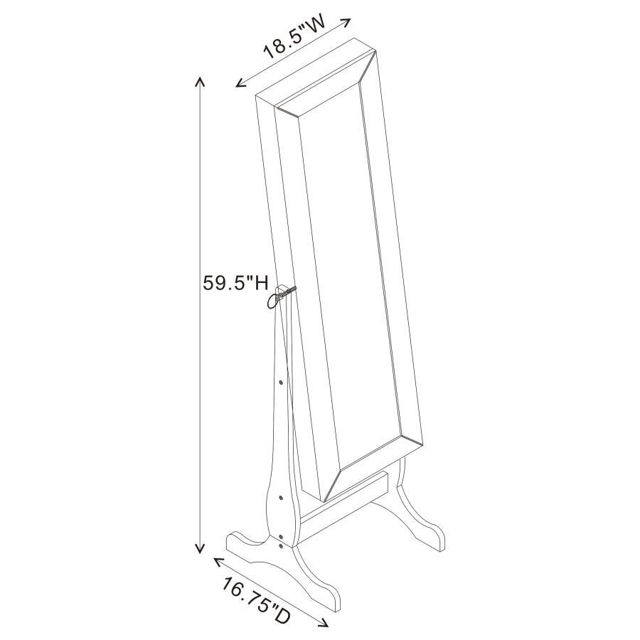 Batista - Cheval Mirror With Jewelry Storage - White