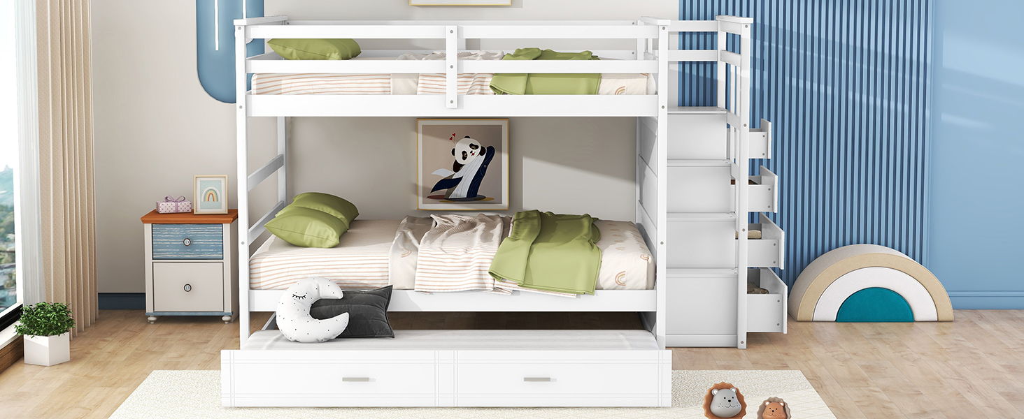 Bunk Bed With Twin Size Trundle And Staircase