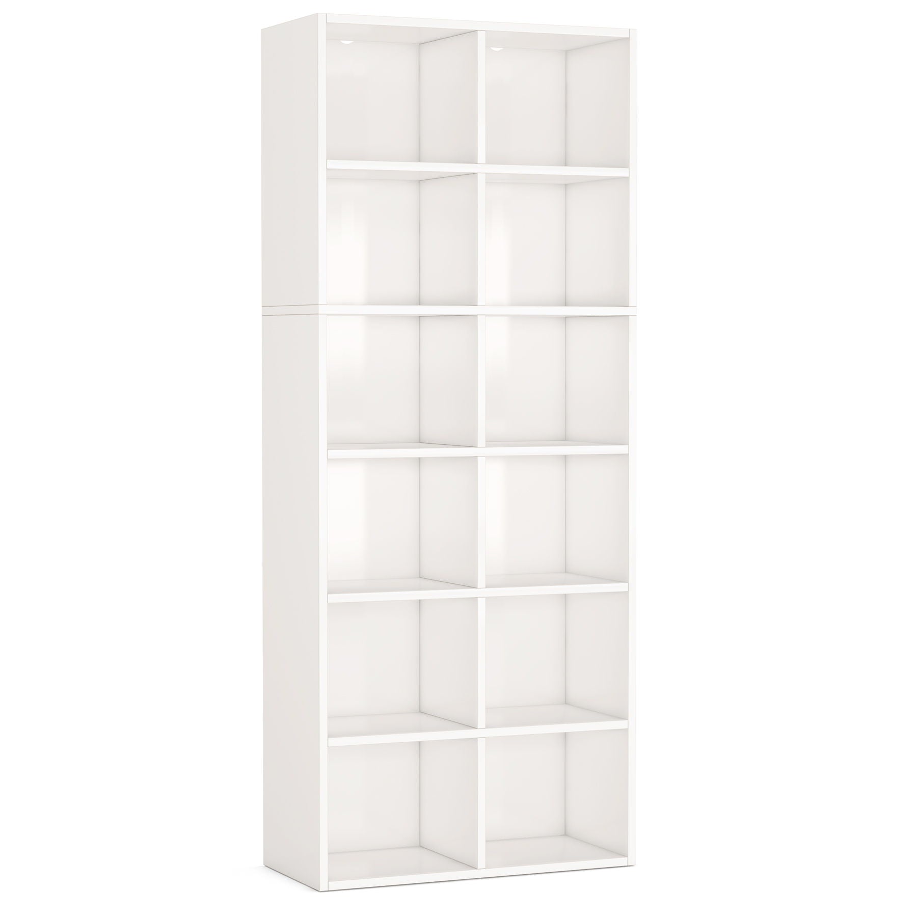 Narrow 12 Cube Bookcase With Closed Back For Living Room - White