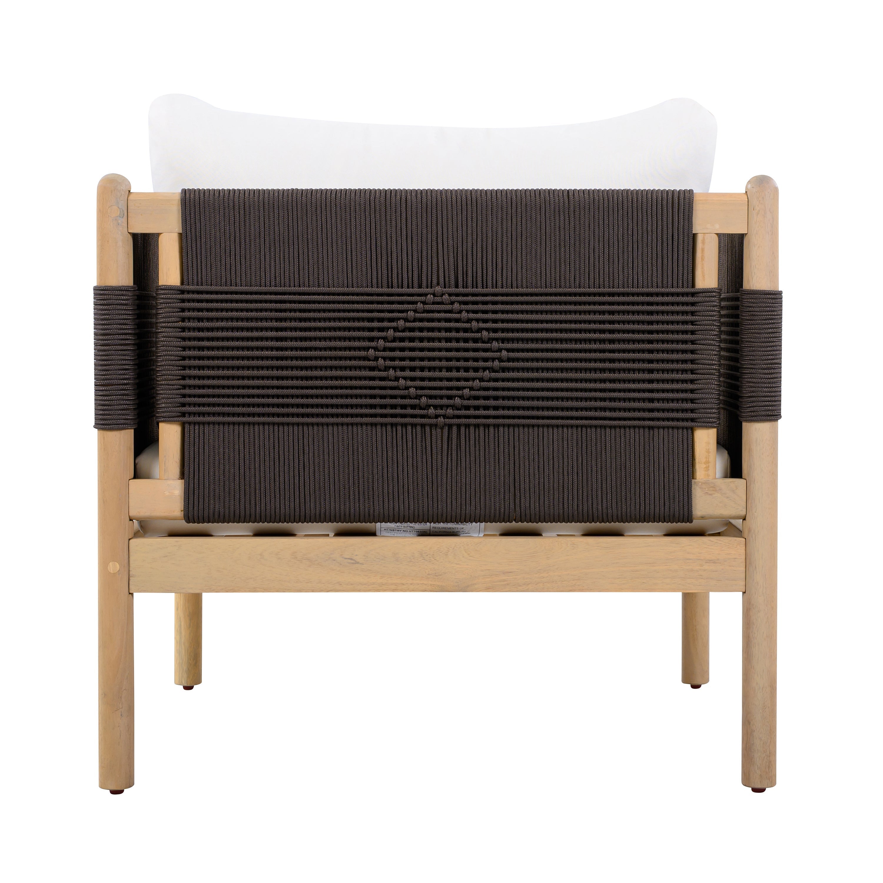 Outdoor Acacia Wood Club Chair with Diamond Rope Weave & Cushions, Light Teak