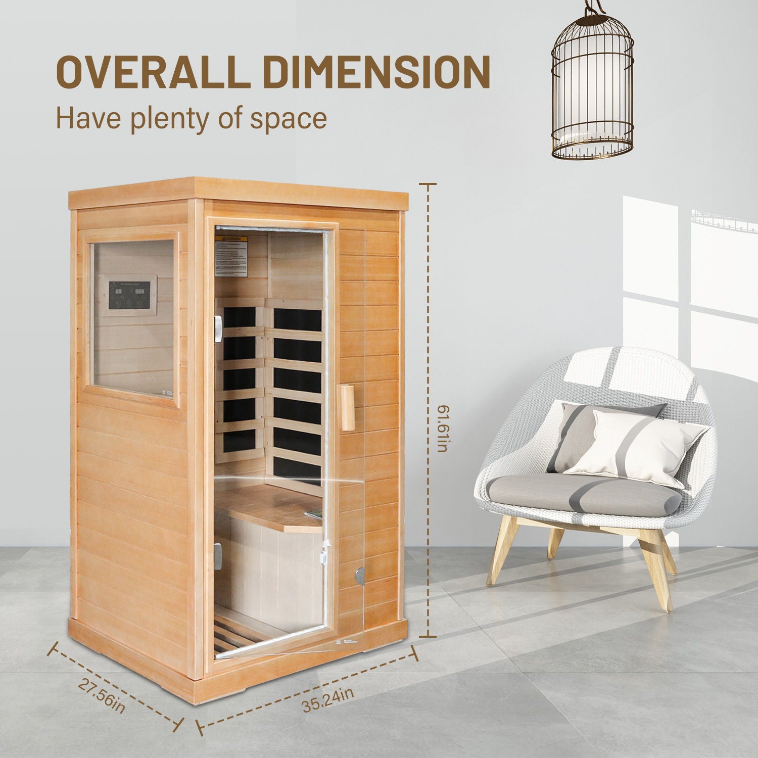 Infrared Sauna Room Single Room - Natural